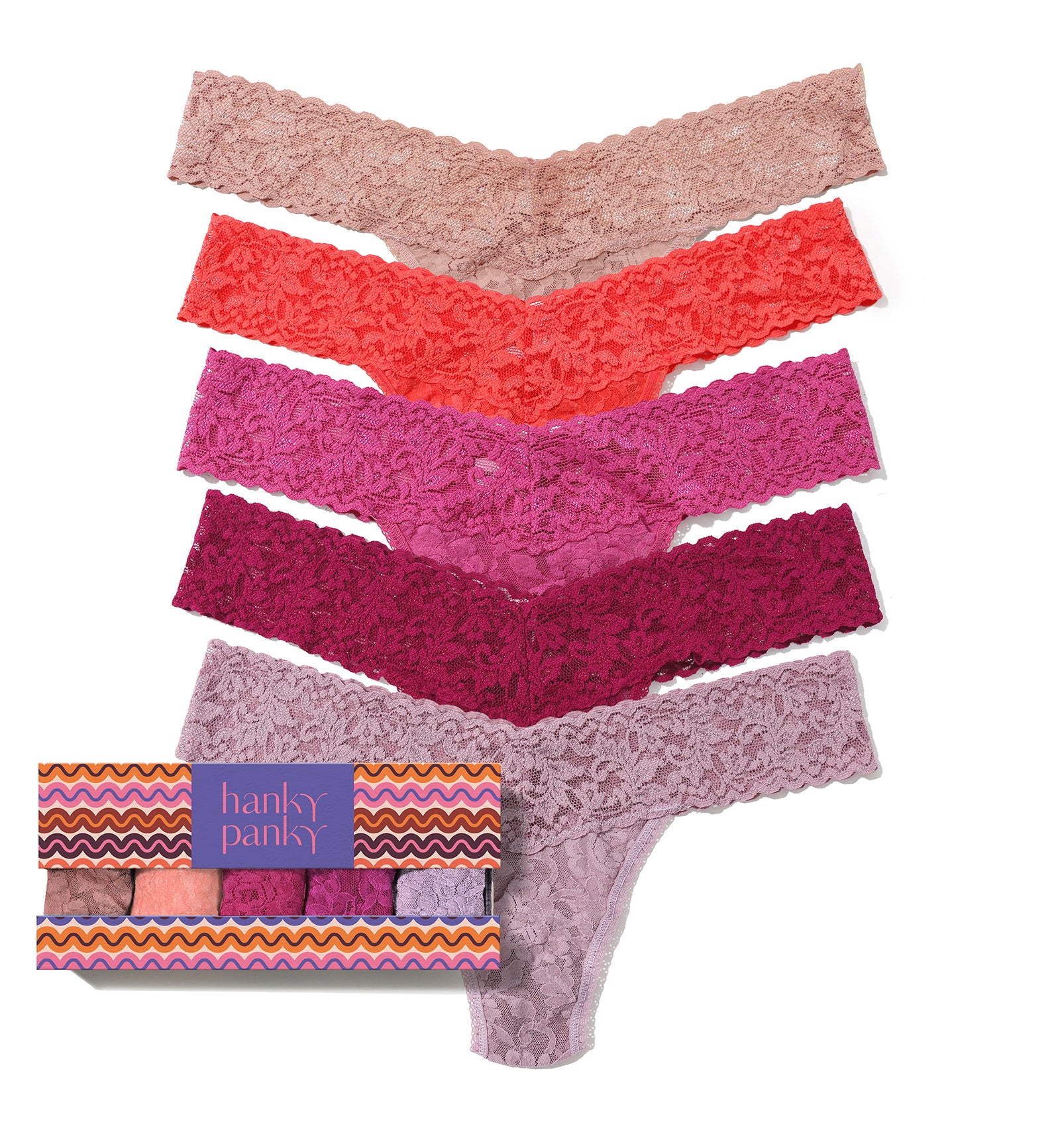 Hanky Panky 5-PACK Signature Lace Low Rise Thong (49115PK),DNWW - DNWW,One Size