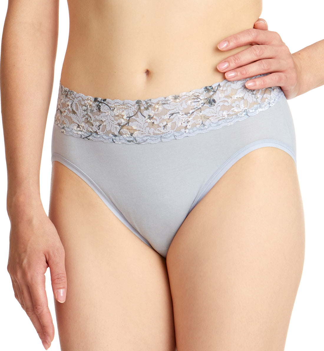 Hanky Panky Cotton-Spandex French Brief (892441),Small,Dove Grey/Misty Meadow - Dove Grey/Misty Meadow,Small