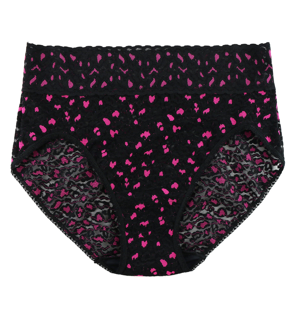 Hanky Panky Cross Dyed Leopard French Brief (7J2461),Small,Black/Tulip Pink - Black/Tulip Pink,Small