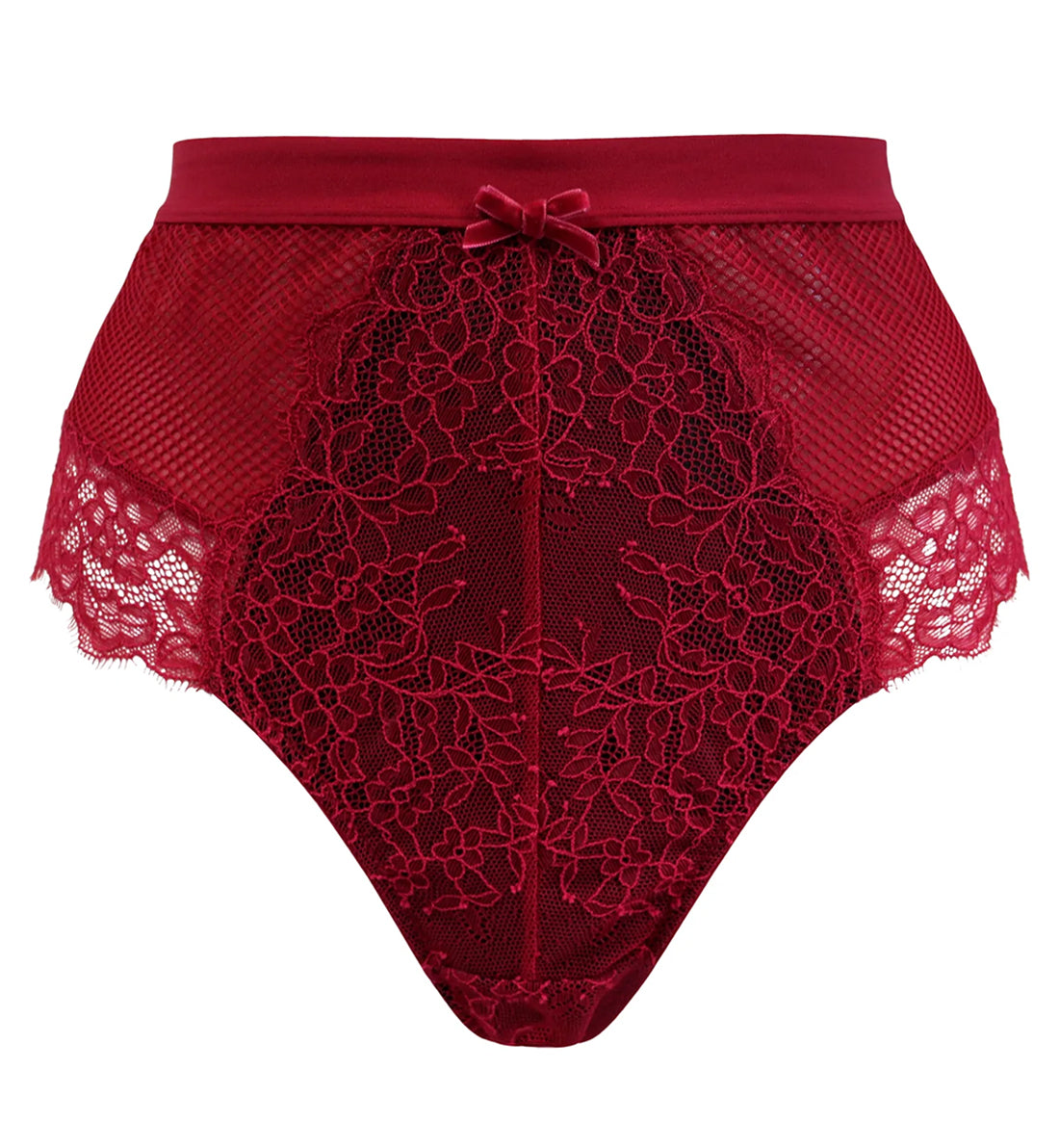 Pour Moi Dark Romance Deep Lace Up Brief (21703),XS,Red/Black - Red/Black,XS