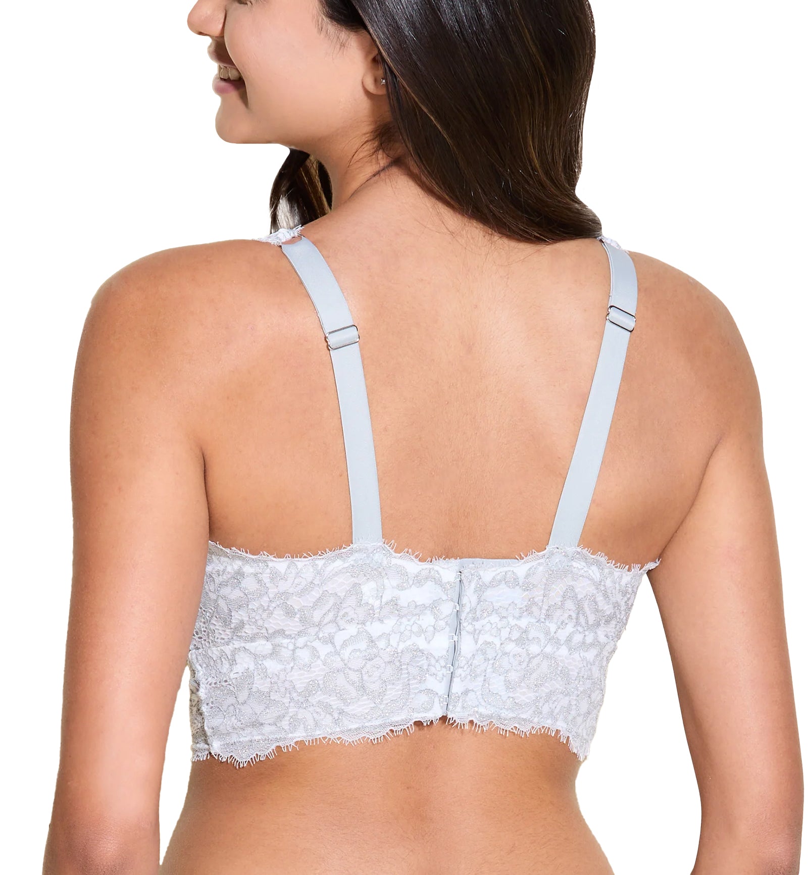 Cosabella Pret-A-Porter CURVY Longline Bralette (PRETA1383),XS,White/Dove Gray - White/Dove Gray,XS