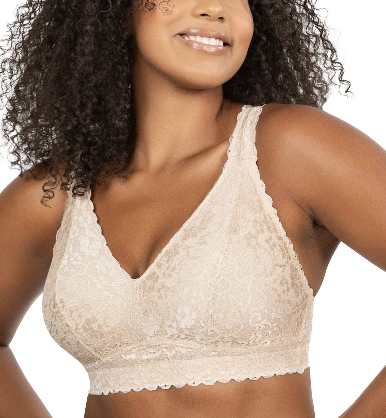 Parfait Adriana Banded Stretch Lace Wireless Bralette (P5482),30D,Bare - Bare,30D