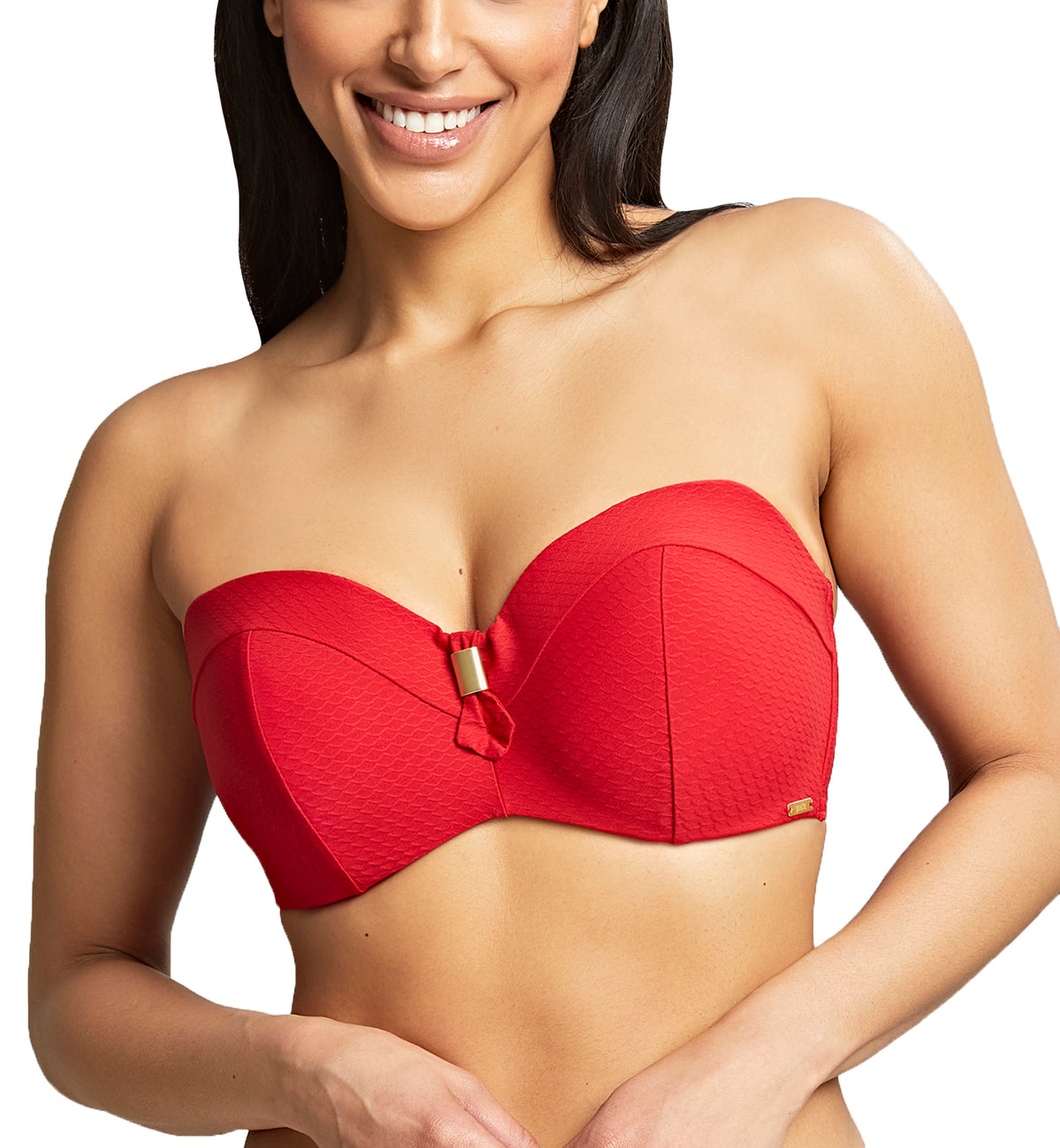Panache Marianna Underwire Bandeau Bikini Top (SW1593),30D,Crimson - Crimson,30D