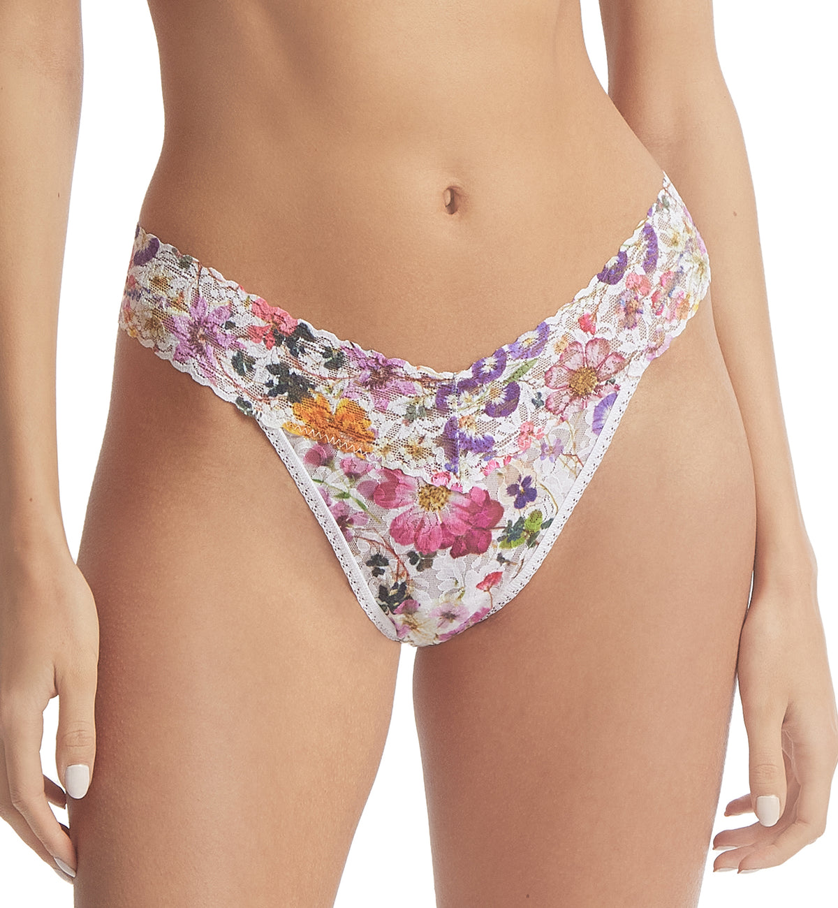 Hanky Panky Signature Lace Printed Original Rise Thong (PR4811P),Pressed Bouquet - Pressed Bouquet,One Size