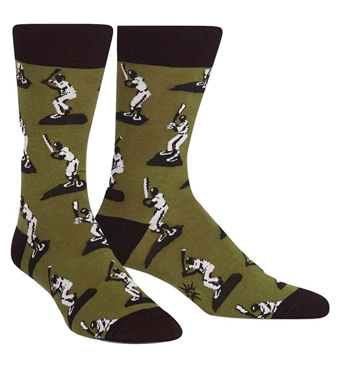 SOCK it to me Men's Crew Socks (mef0297),Batter Up (Green) - Batter Up,One Size