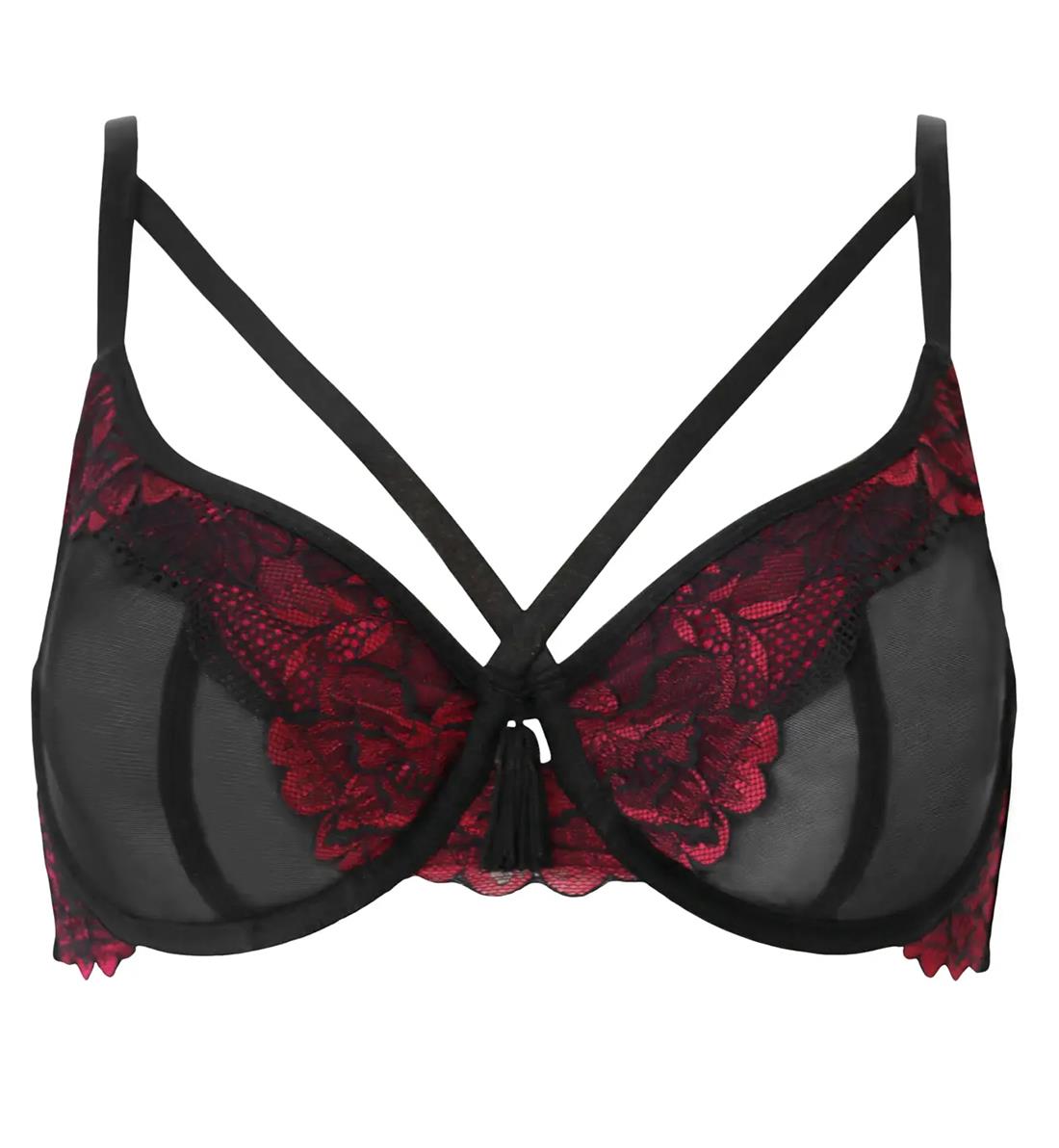 Pour Moi After Hours Strappy Underwire Bra (27502),32F,Red/Black - Red/Black,32F