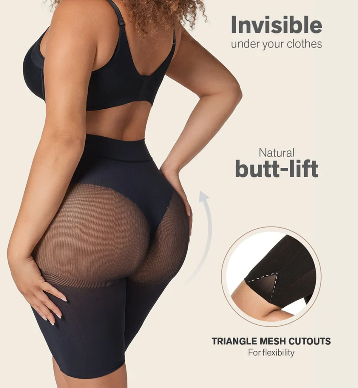 Leonisa Well-Rounded Invisible Butt Lifter Shaper Short (012778),S/M,Black - Black,S/M