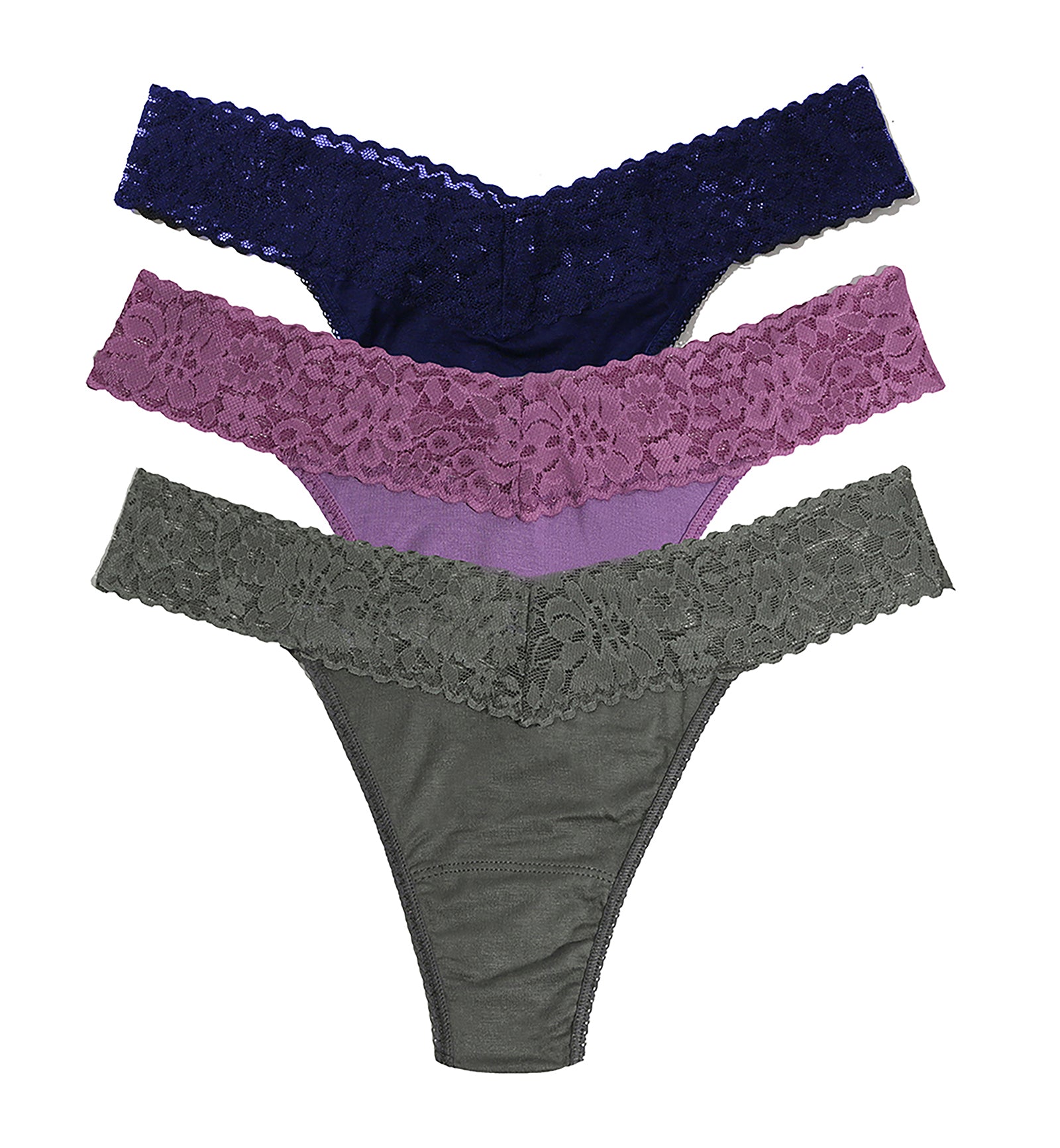 Hanky Panky DreamEase 3-PACK Original Rise Thong (6311043PK),IBSO - Indigo/Berry Pie Purple/Spaced Out Grey,One Size
