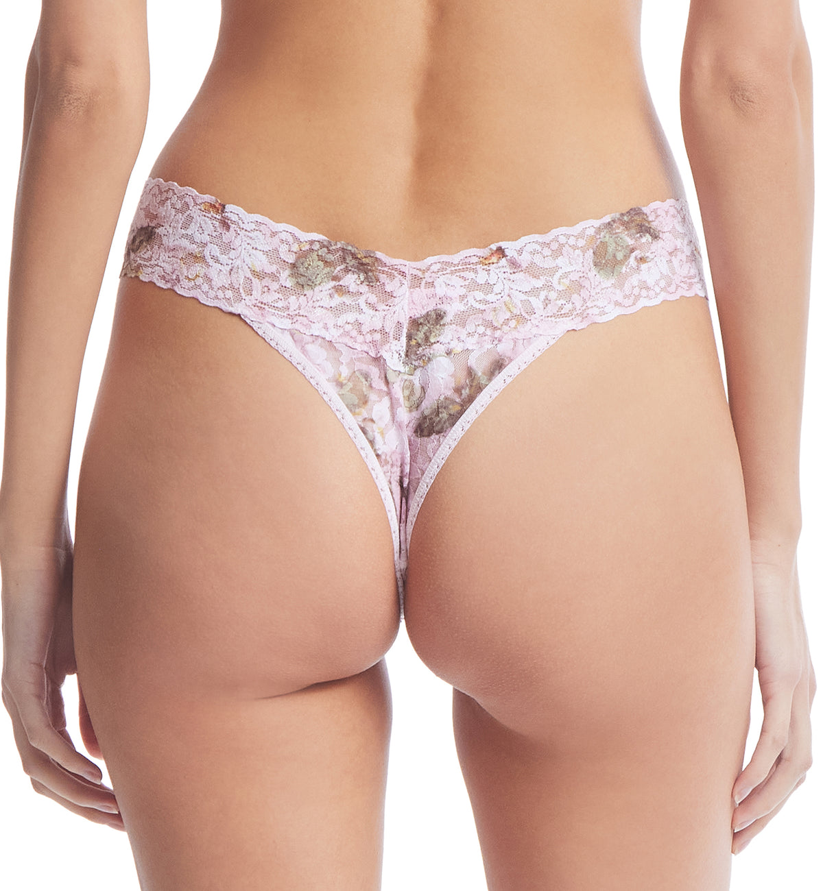 Hanky Panky Signature Lace Printed Original Rise Thong (PR4811P),Antique Lily - Antique Lily,One Size