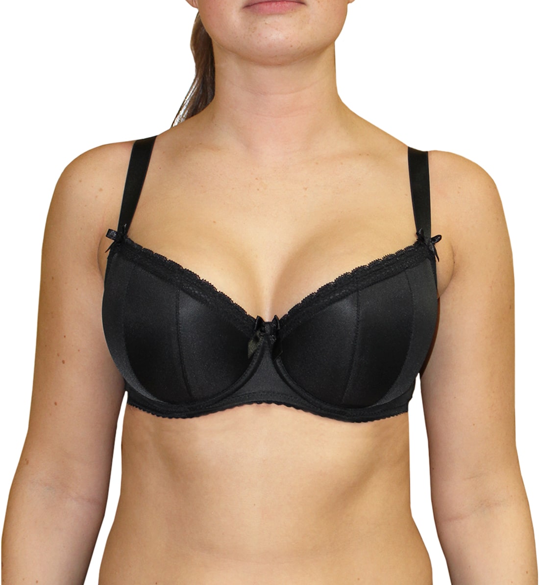 Comexim Basic Half Cup 3HC Padded Underwire Bra (CMBASIC3HC),26DD,Black - Black,26DD