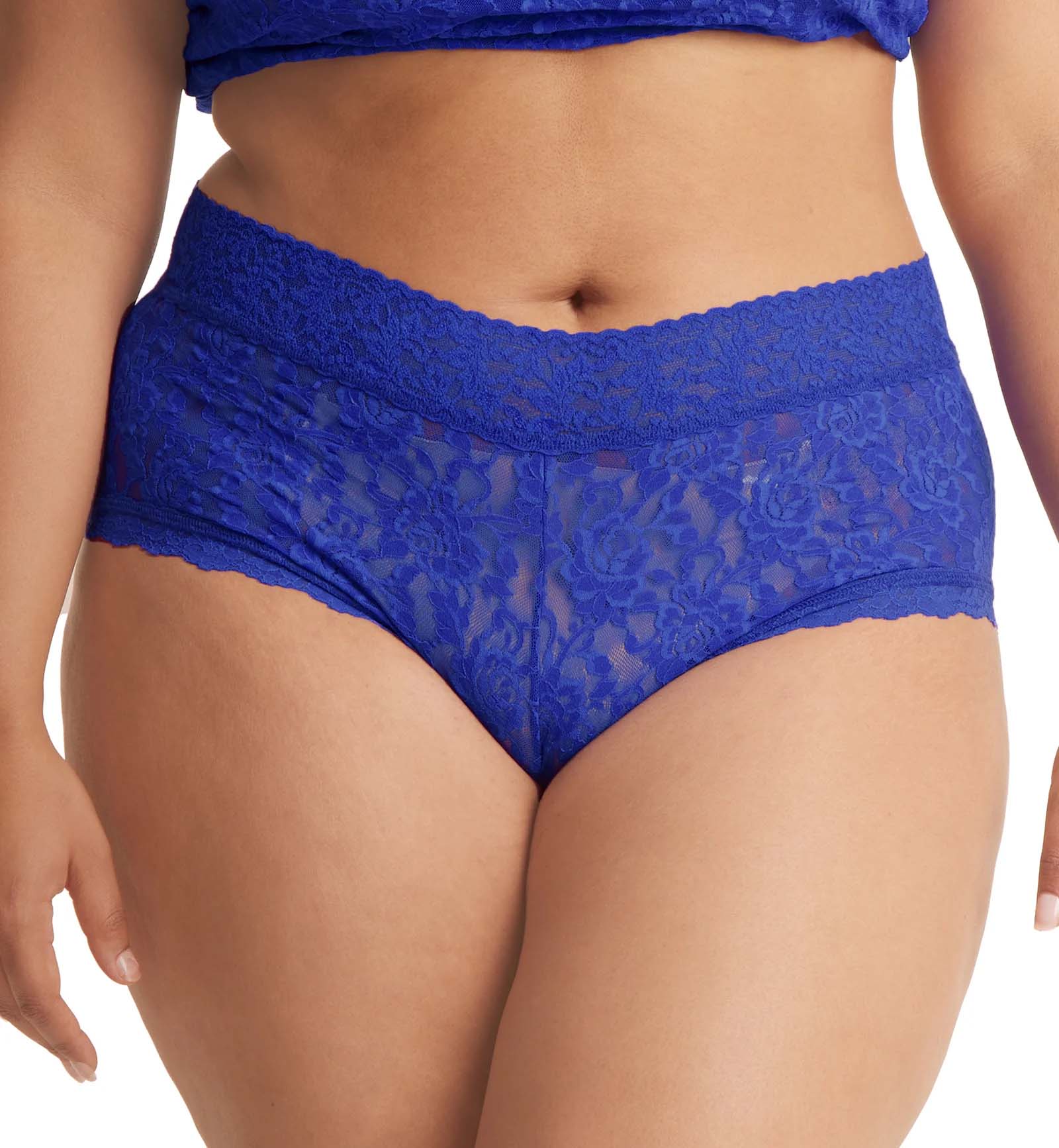 Hanky Panky Signature Lace Wideband Boyshort PLUS (481281X),1X,Cobalt - Cobalt,1X