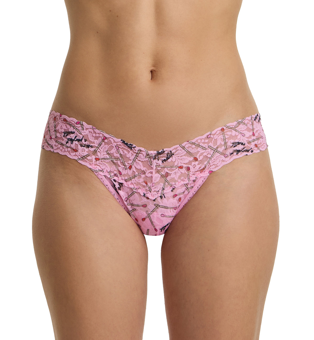 Hanky Panky Signature Lace Printed Low Rise Thong (PR4911P),Perfect Match - Perfect Match,One Size