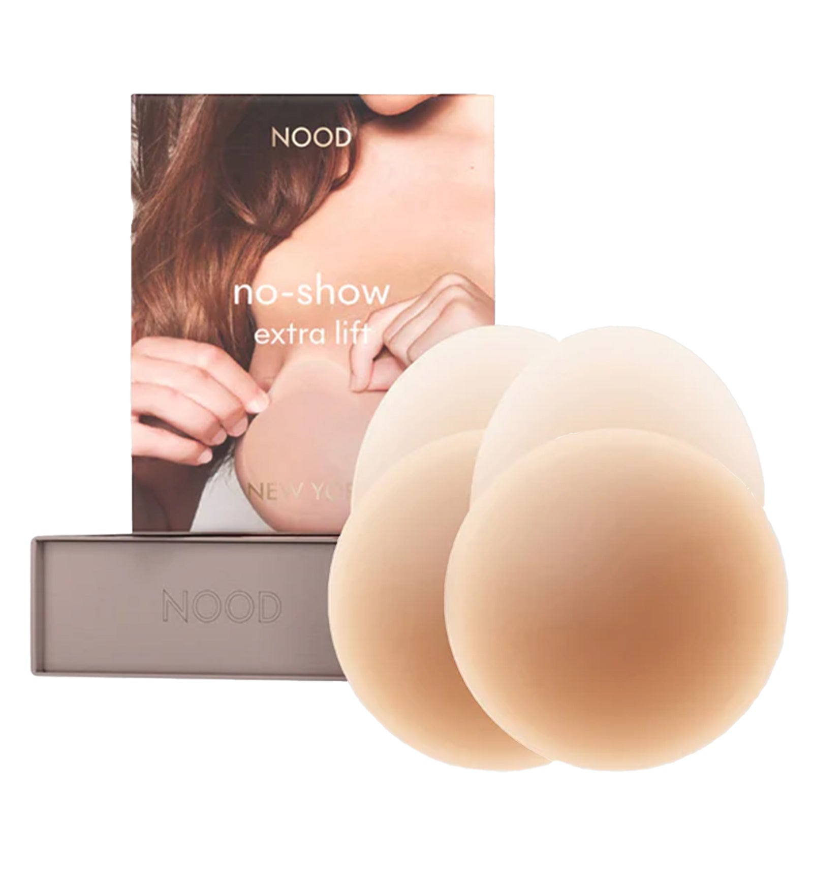 NOOD No-Show Extra Lift Adhesive Reusable Lifting Nipple Covers (4 inch),No. 5 / Soft Tan - Soft Tan,4 INCH