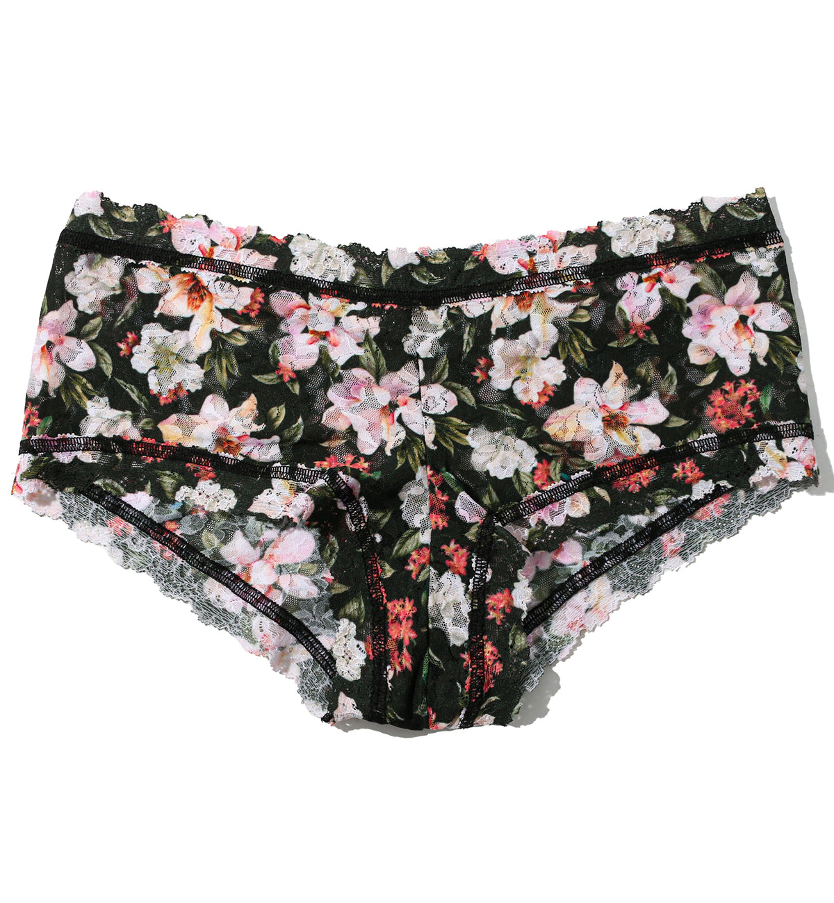 Hanky Panky Signature Lace Printed Boyshort (PR4812P),XS,Dark Room Blooms - Dark Room Blooms,XS