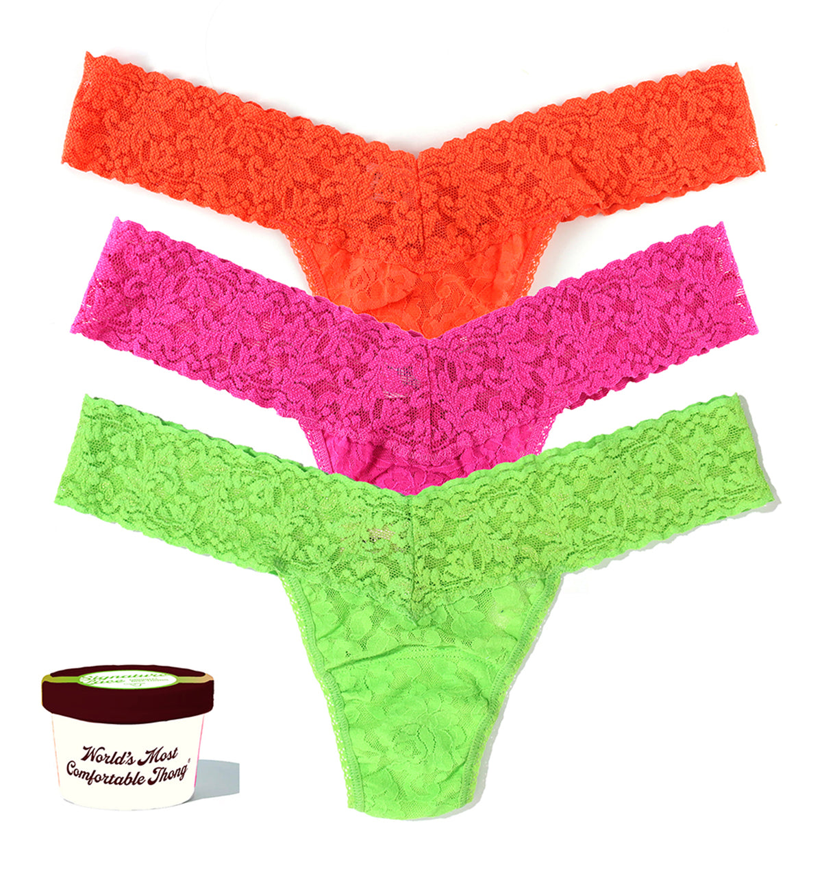 Hanky Panky 3-PACK Signature Lace Low Rise Thong (49113PK),ICF3 - ICF3,One Size