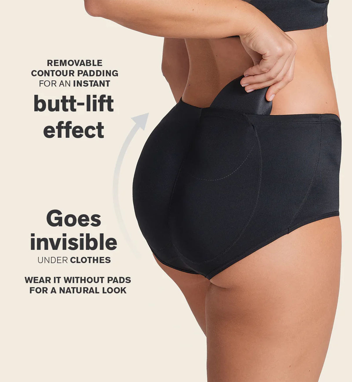 Leonisa Magic Instant Butt Lift Padded Panty (012688),Small,Black - Black,Small