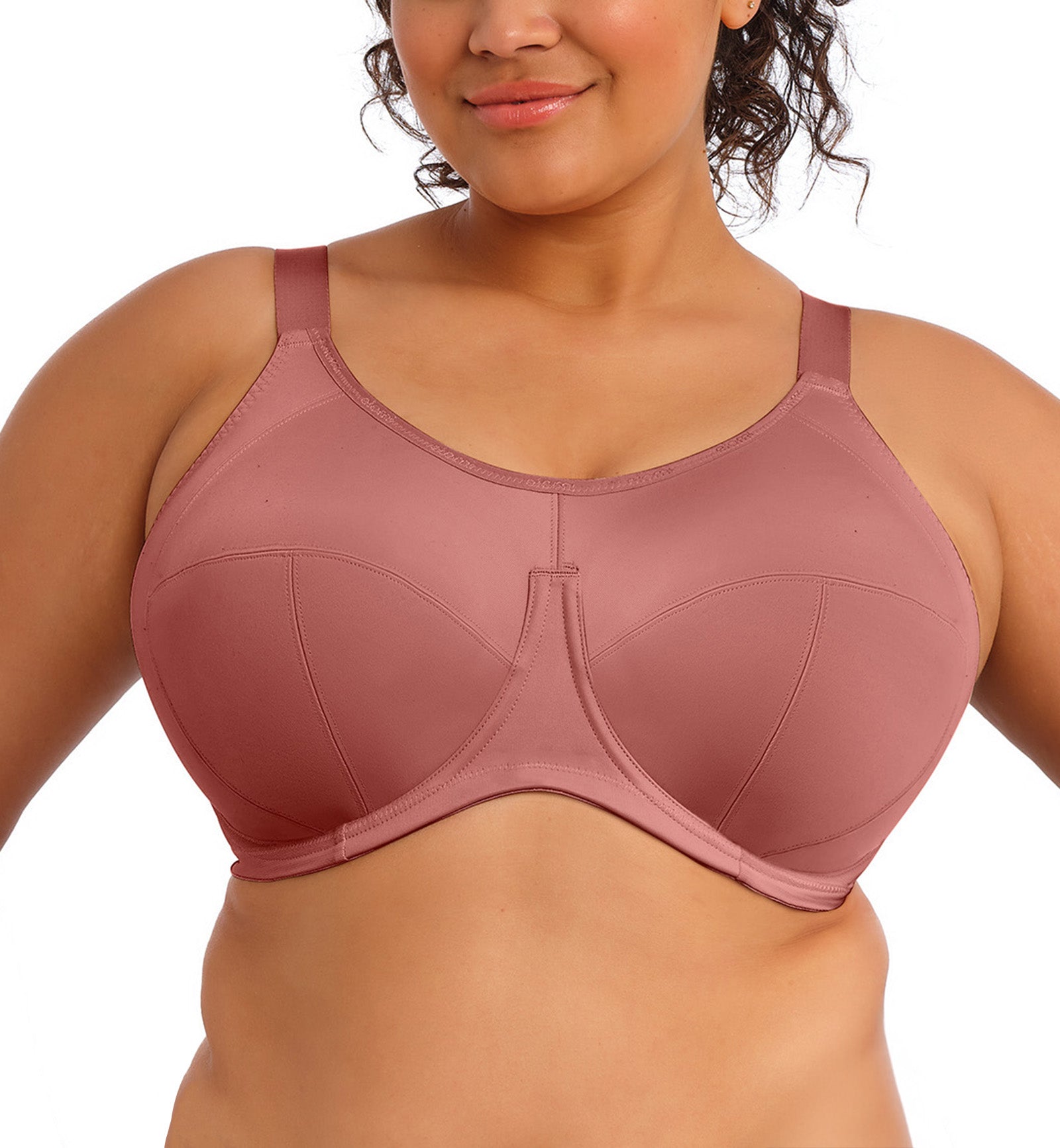 Elomi Energise J-Hook Underwire Sports Bra (8041),32GG,Rosewood - Rosewood,32GG