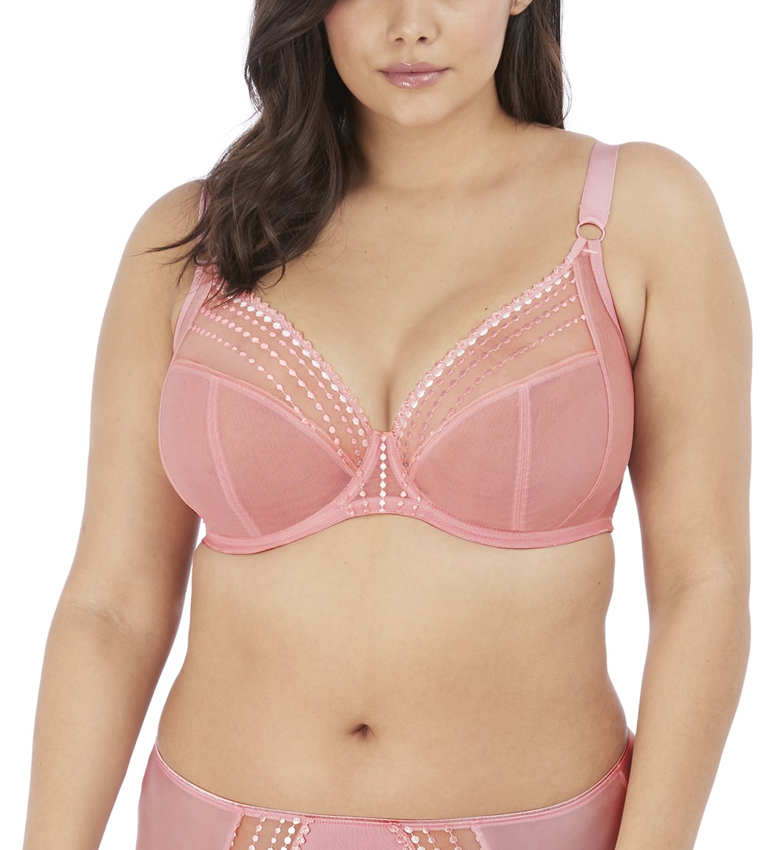 Elomi Matilda Banded Plunge Underwire Bra (8900),32HH,Rose - Rose,32HH