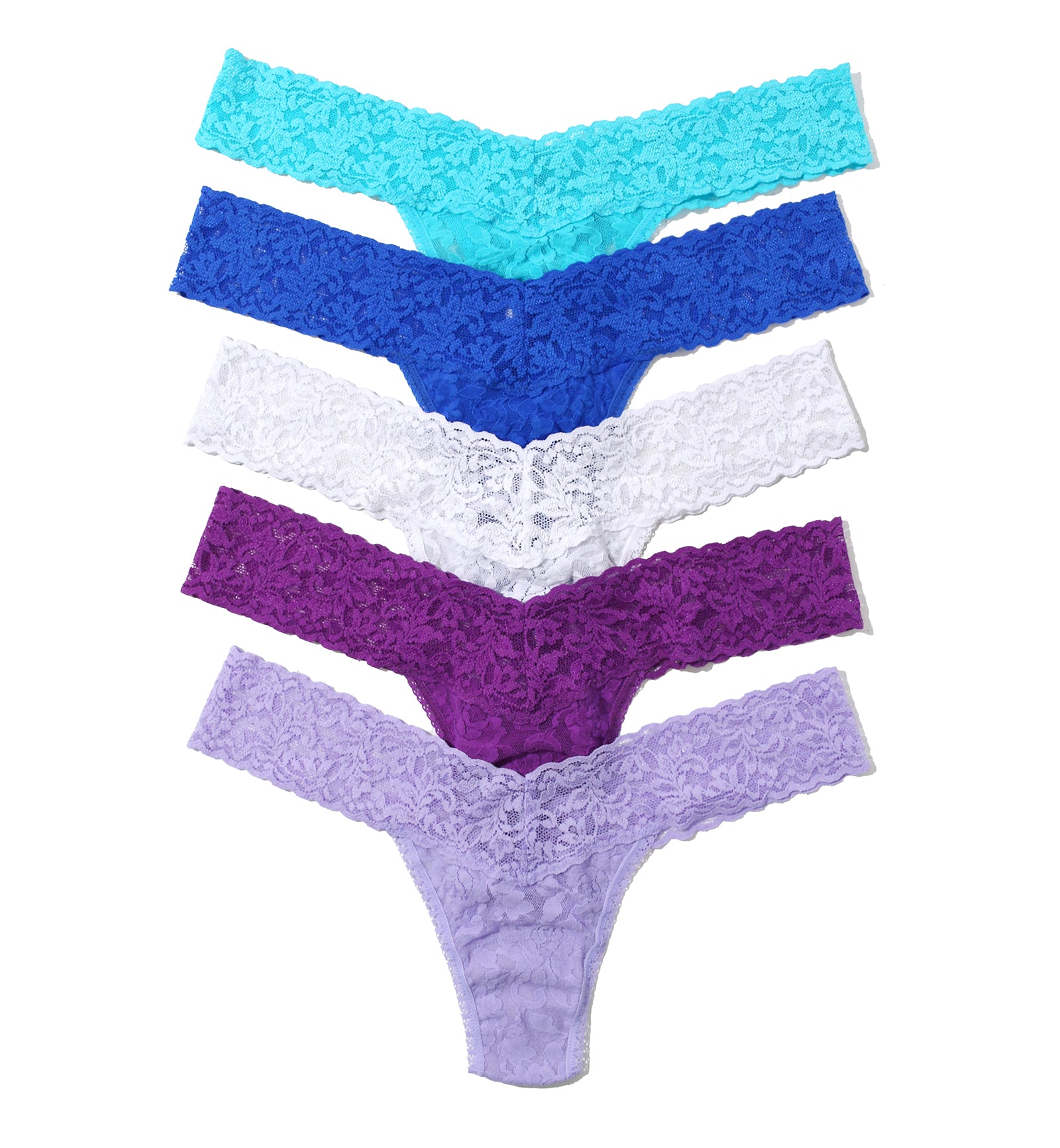Hanky Panky 5-PACK Signature Lace Low Rise Thong (49115PK),Nightfall - Nightfall,One Size