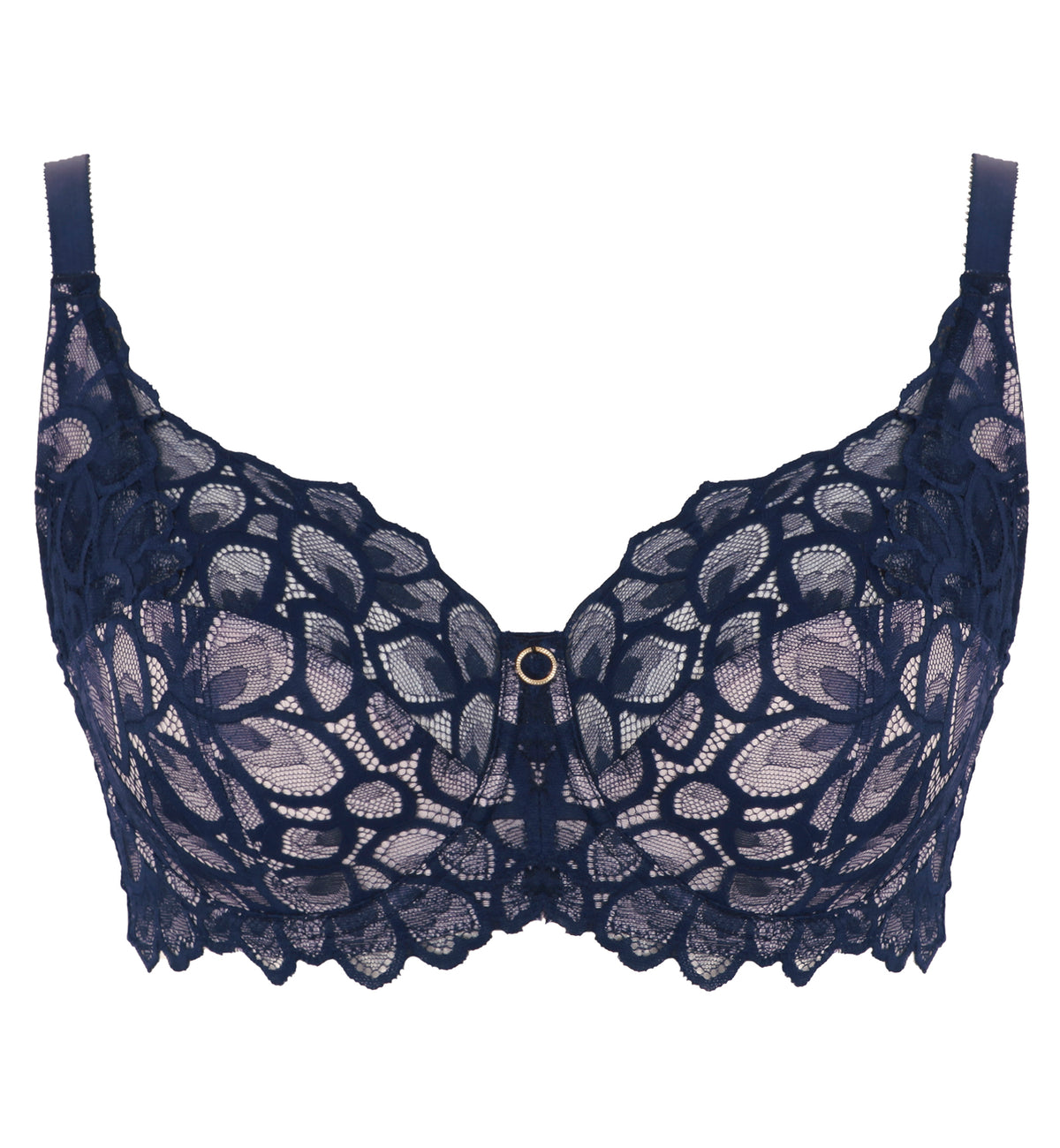 Panache Allure Stretch Lace Full Cup Underwire Bra (10765),30GG,Navy - Navy,30GG
