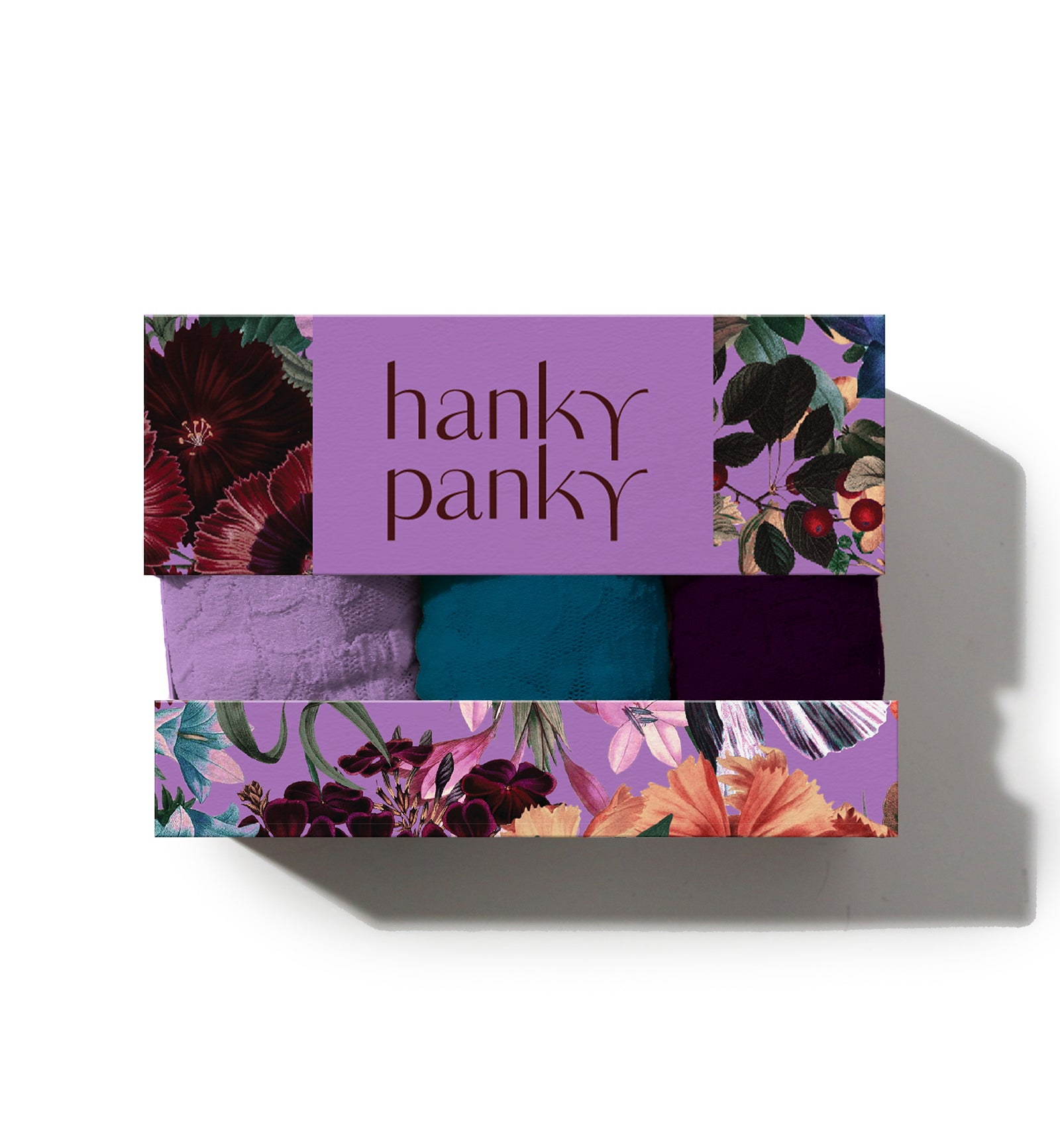 Hanky Panky 3-PACK Signature Lace Low Rise Thong (49113PK),HLPP - Hot Teal/Lavender Fields/Plum,One Size