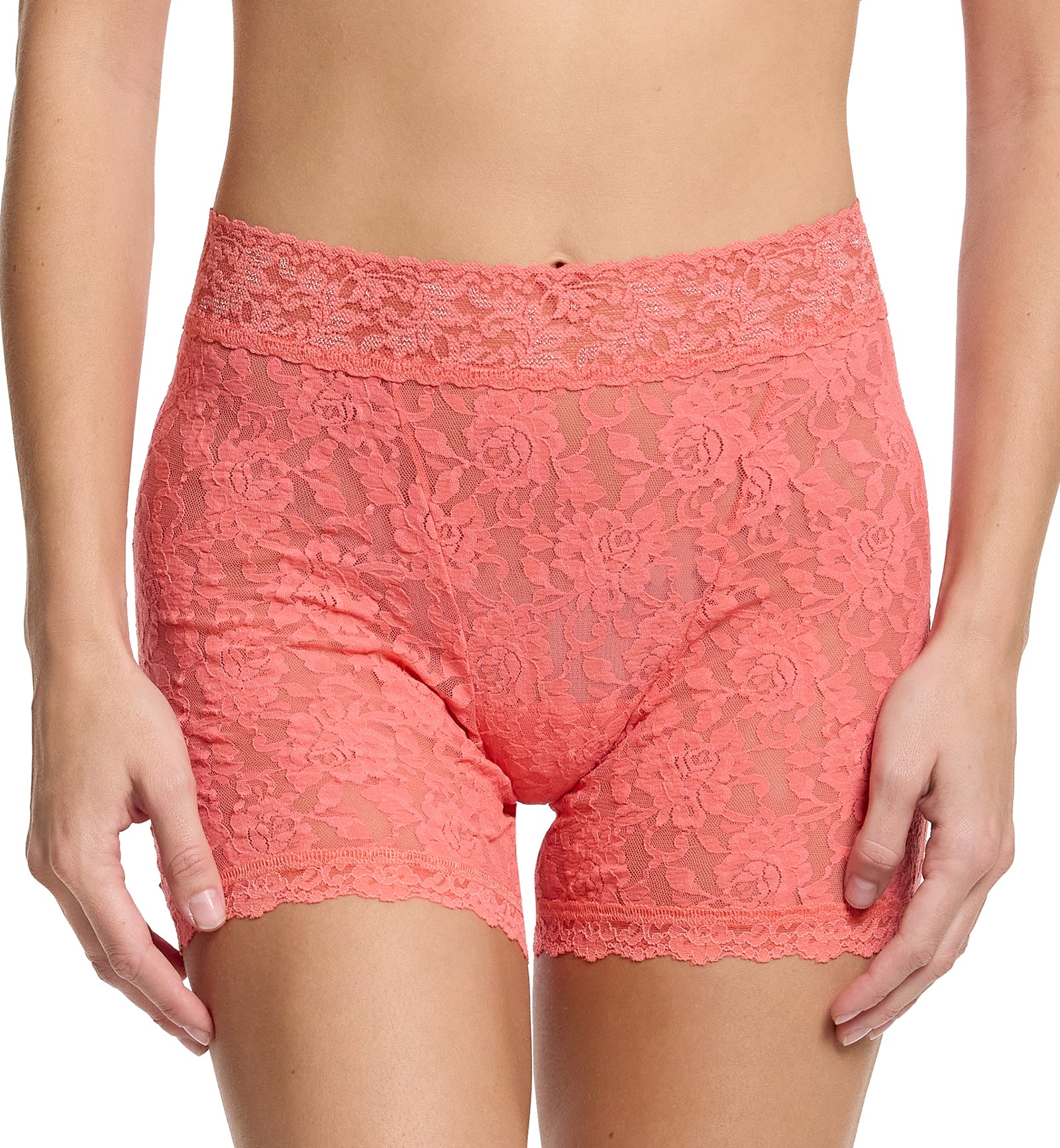 Hanky Panky Signature Lace Boxer Brief (481254),XS,Courageous Coral - Courageous Coral,XS