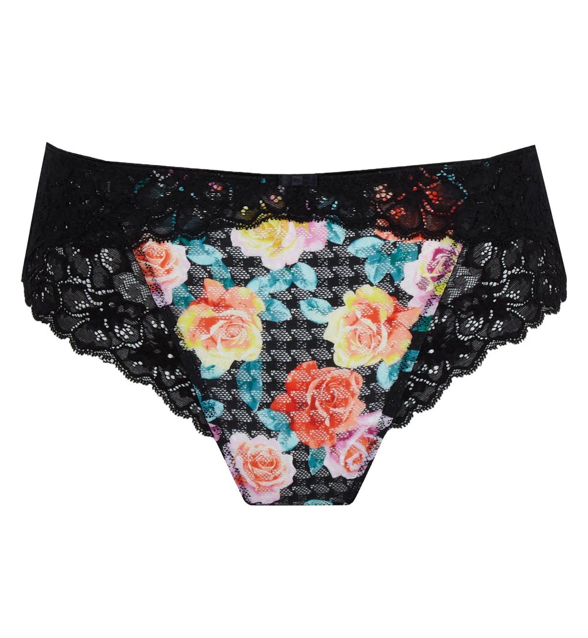 Panache Envy High Waist Brazilian Brief (7287),XS,Black Rose - Black Rose,XS