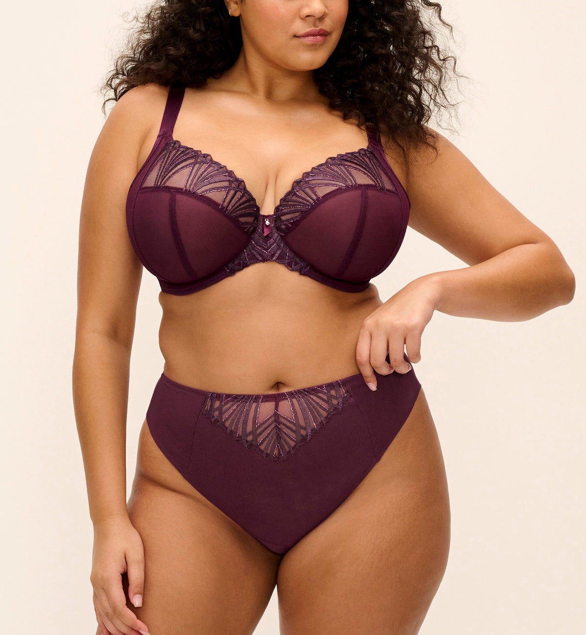 Elomi Reja Underwire Plunge Bra (303102),32GG,Fig - Fig,32GG