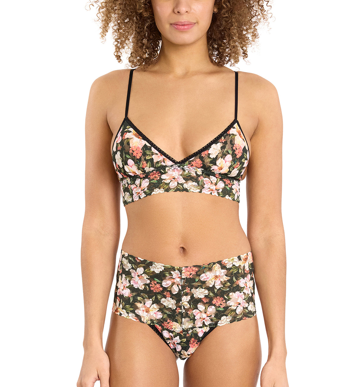Hanky Panky Printed Retro Lace Thong (PR9K1926),Dark Room Blooms - Dark Room Blooms,One Size