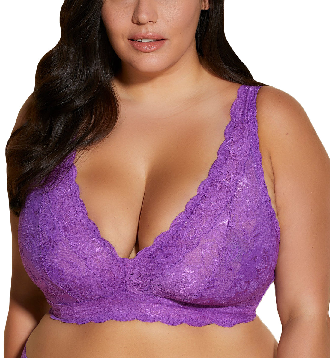 Cosabella NSN Ultra CURVY Plungie Longline Bralette (NEVER1388),M,Cyclamen - Cyclamen,Medium