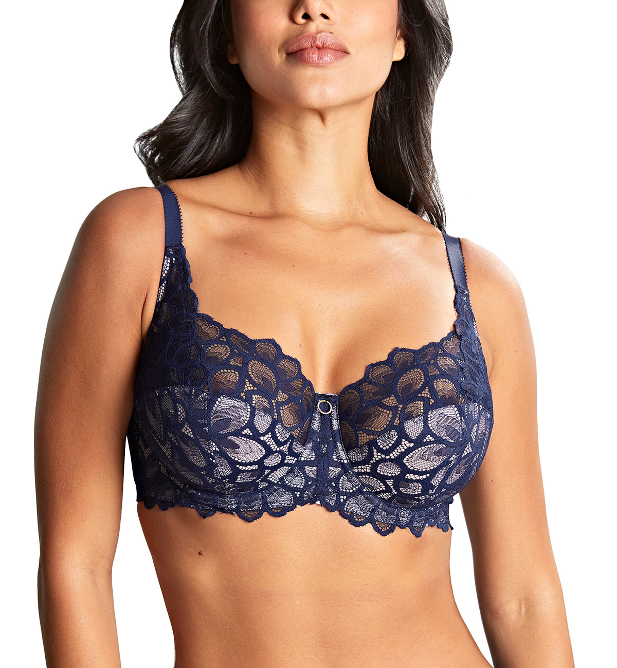 Panache Allure Stretch Lace Full Cup Underwire Bra (10765),30GG,Navy - Navy,30GG