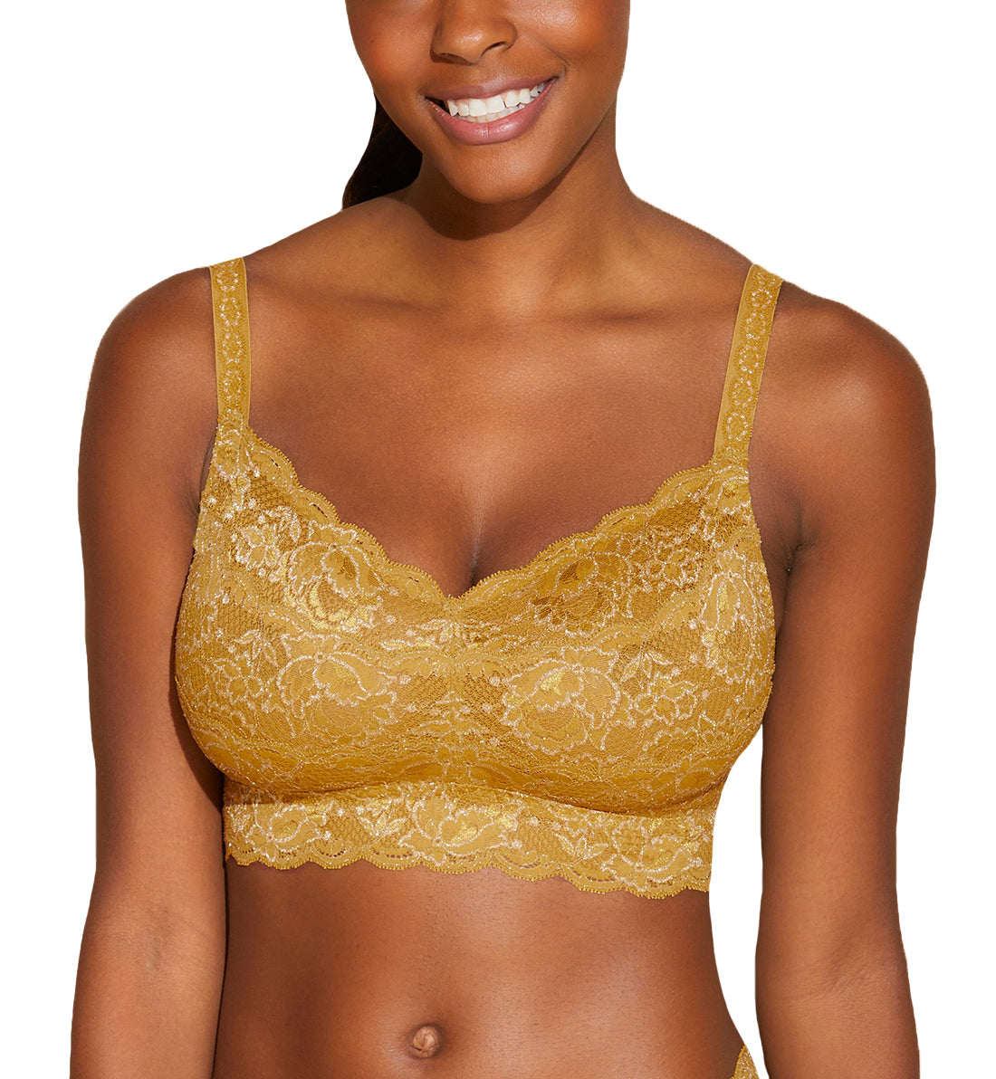 Cosabella NSN Metallics CURVY Sweetie Bralette (NEVME1310),Large,Chartreuse Gold - Chartreuse Gold,Large