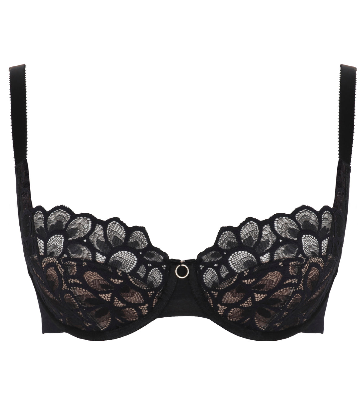 Panache Allure Stretch Lace Demi Balcony Underwire Bra (10761),28F,Black/Latte - Black/Latte,28F