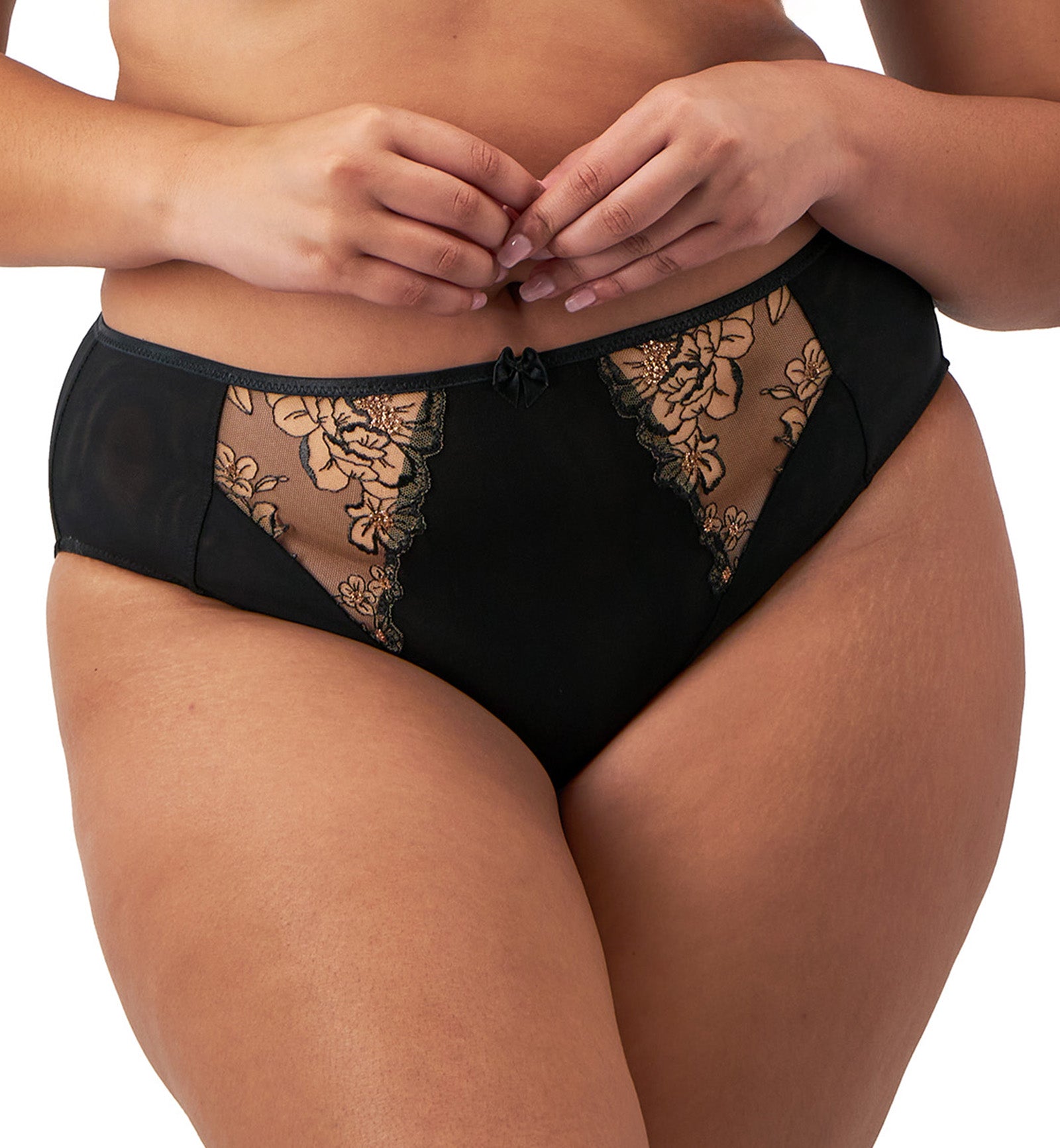 Elomi Teagan Matching High Leg Brief (302653),Small,Black/Almond - Black/Almond,Small