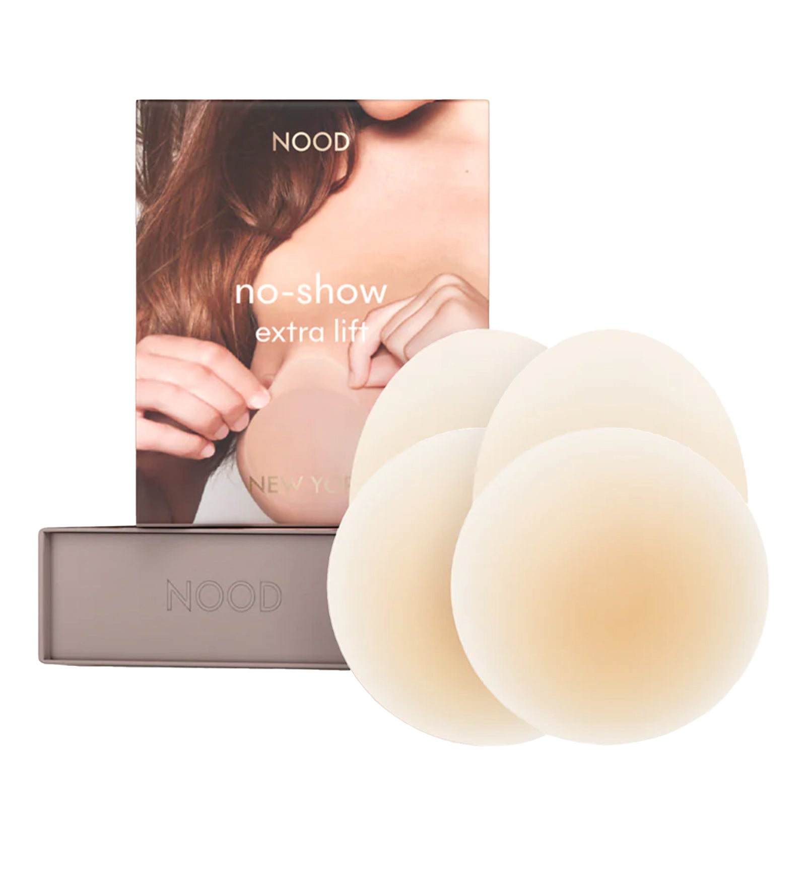 NOOD No-Show Extra Lift Adhesive Reusable Lifting Nipple Covers (4 inch),No. 3 / Buff - Buff,4 INCH