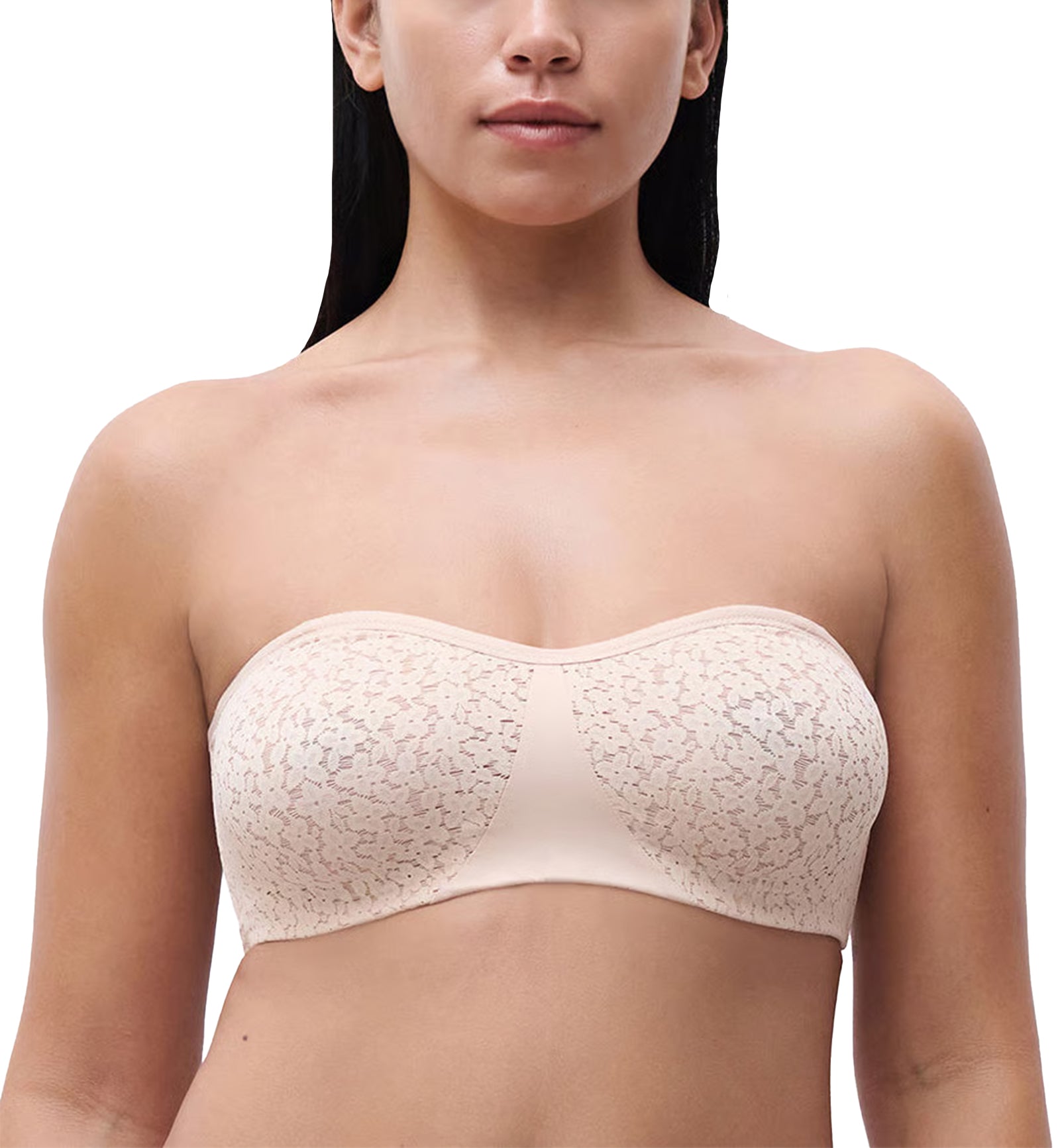 Chantelle Norah Lace Unlined Strapless Bra (C13FMK),32C,Nude Blush - Nude Blush,32C