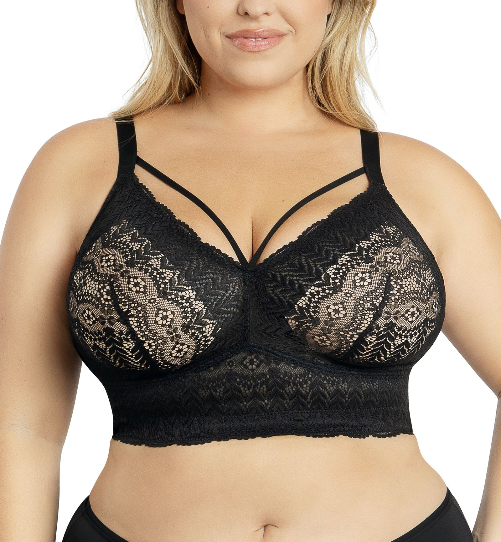 Parfait Mia Lace Wireless Longline Bralette (P5951),30D,Black - Black,30D