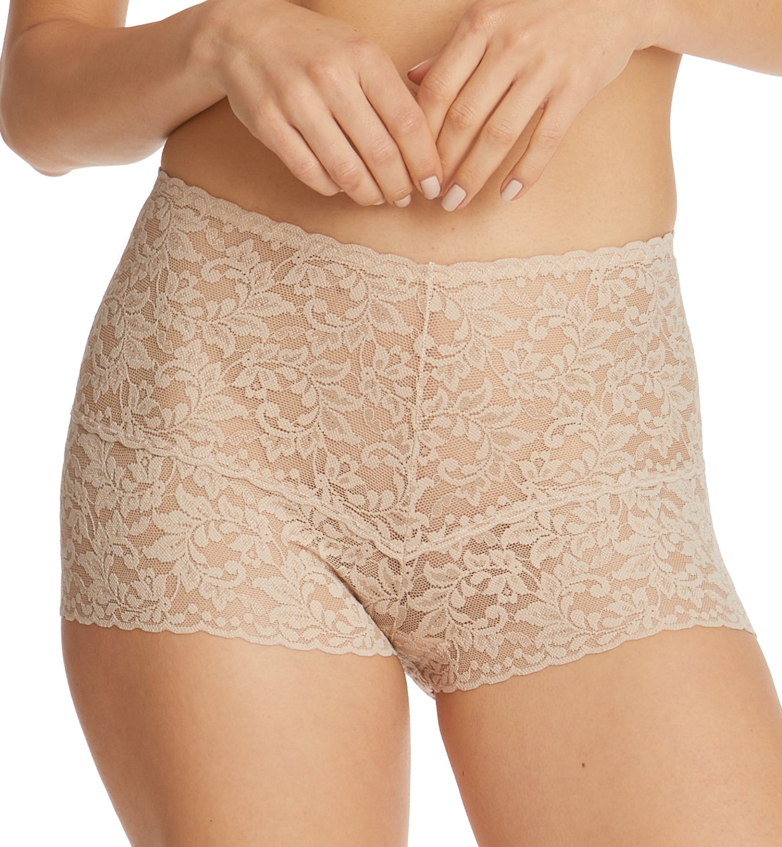 Hanky Panky Retro Lace Hot Pant (9K1251),Small,Chai - Chai,Small