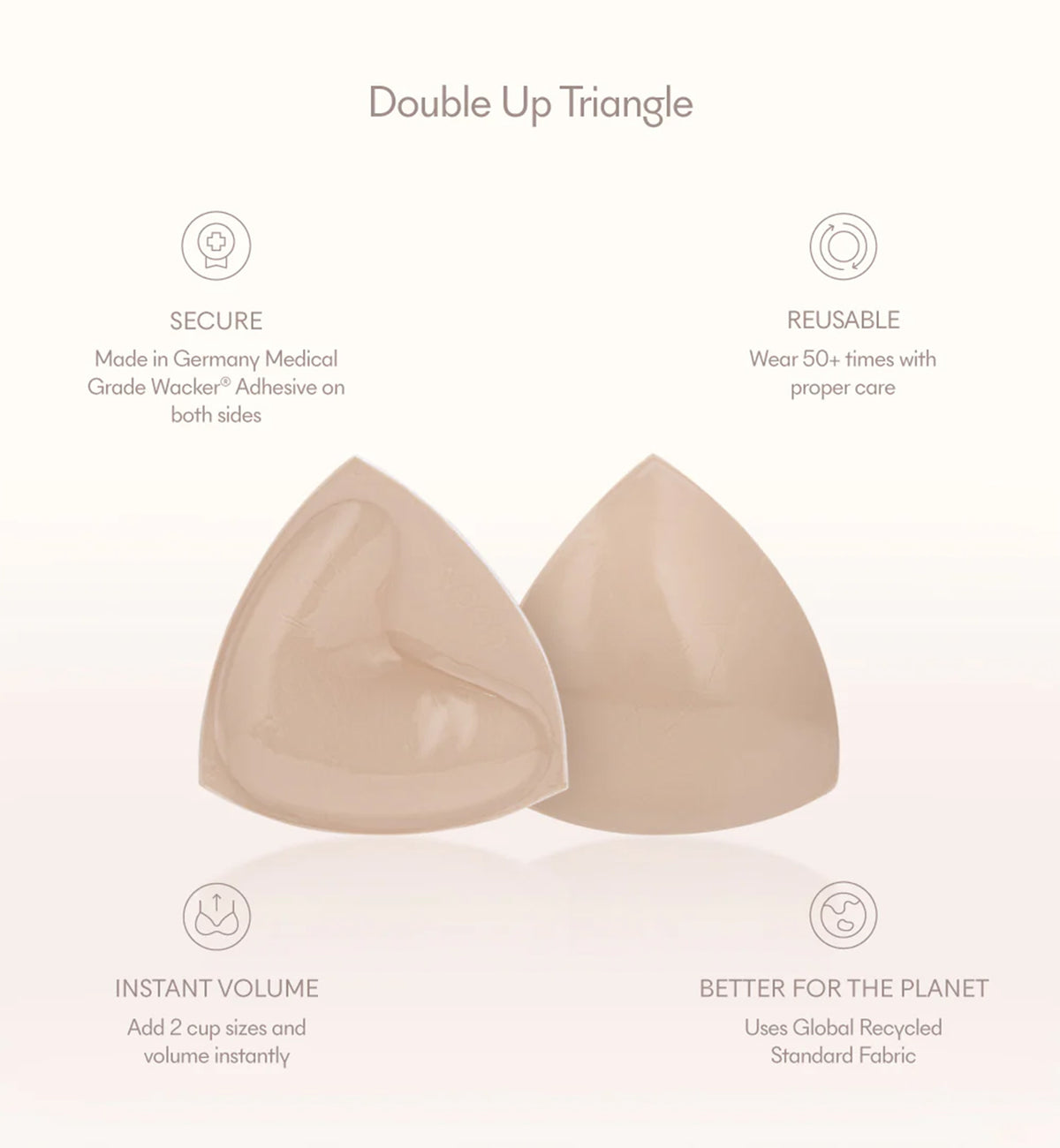NOOD Double Up Volume Adhesive Push-Up Pads (Triangle),A,Soft Tan - Soft Tan,A cup