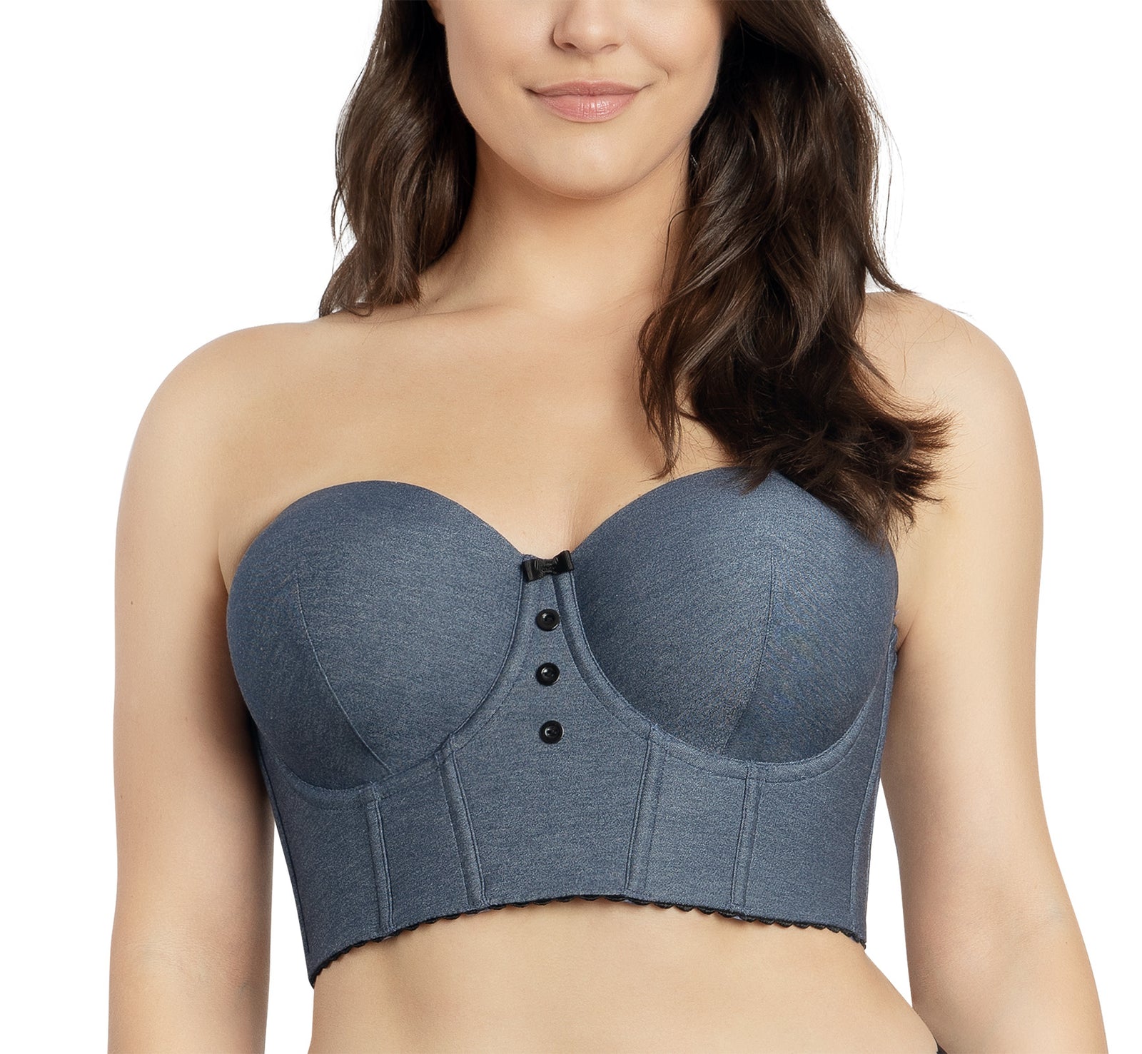 Parfait Dolly Longline Strapless Underwire Bustier (P50118),Small,Dark Blue Denim - Dark Blue Denim,Small