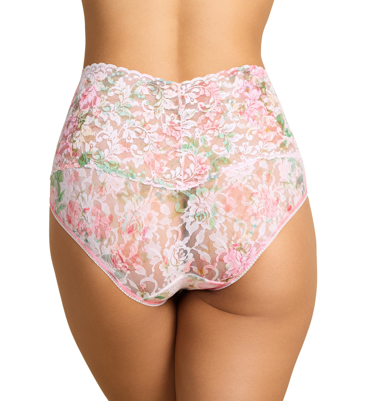 Hanky Panky Retro Lace Printed V-kini (PR9K2124),Small,Rococo Rose - Rococo Rose,Small