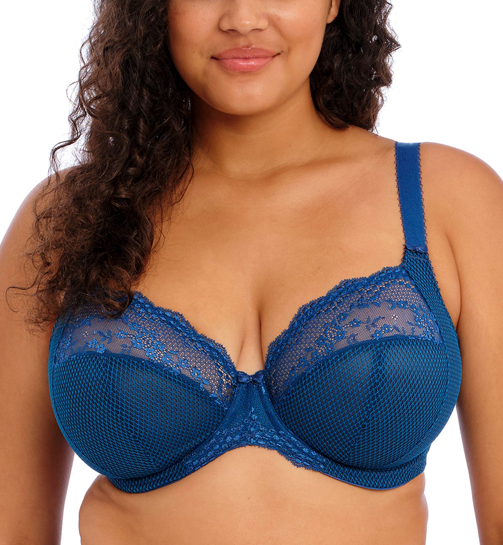 Elomi Charley Banded Stretch Lace Plunge Underwire Bra (4382),32GG,Petrol - Petrol,32GG