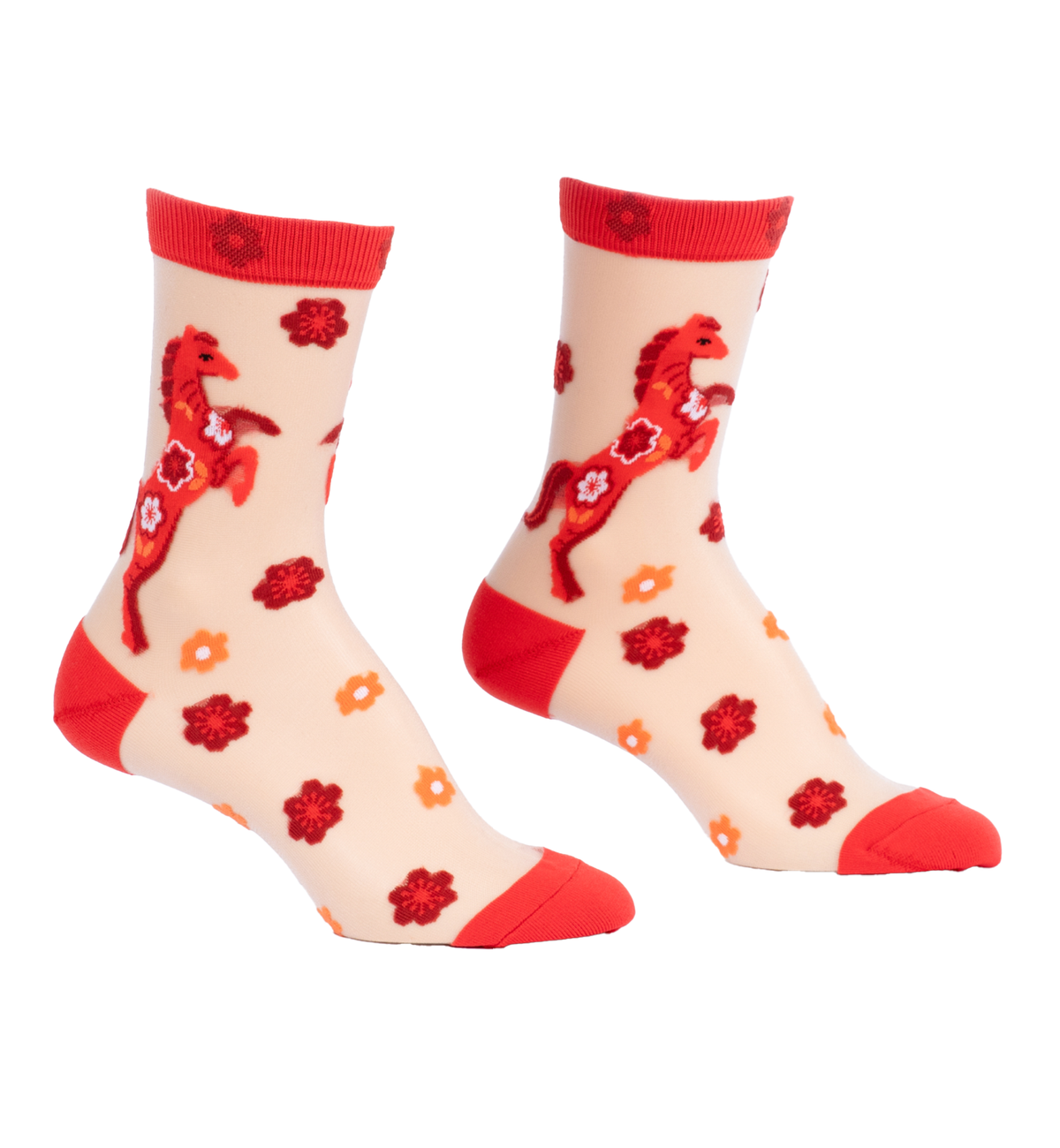 SOCK it to me Sheer Crew Socks (H0036),Lucky Horse - Lucky Horse,One Size
