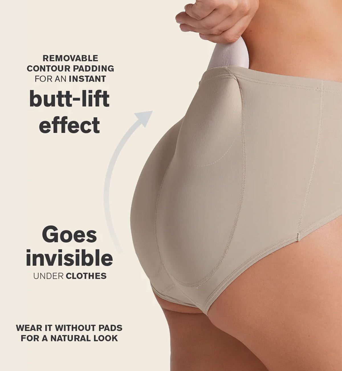 Leonisa Magic Instant Butt Lift Padded Panty (012688),Small,Nude - Nude,Small
