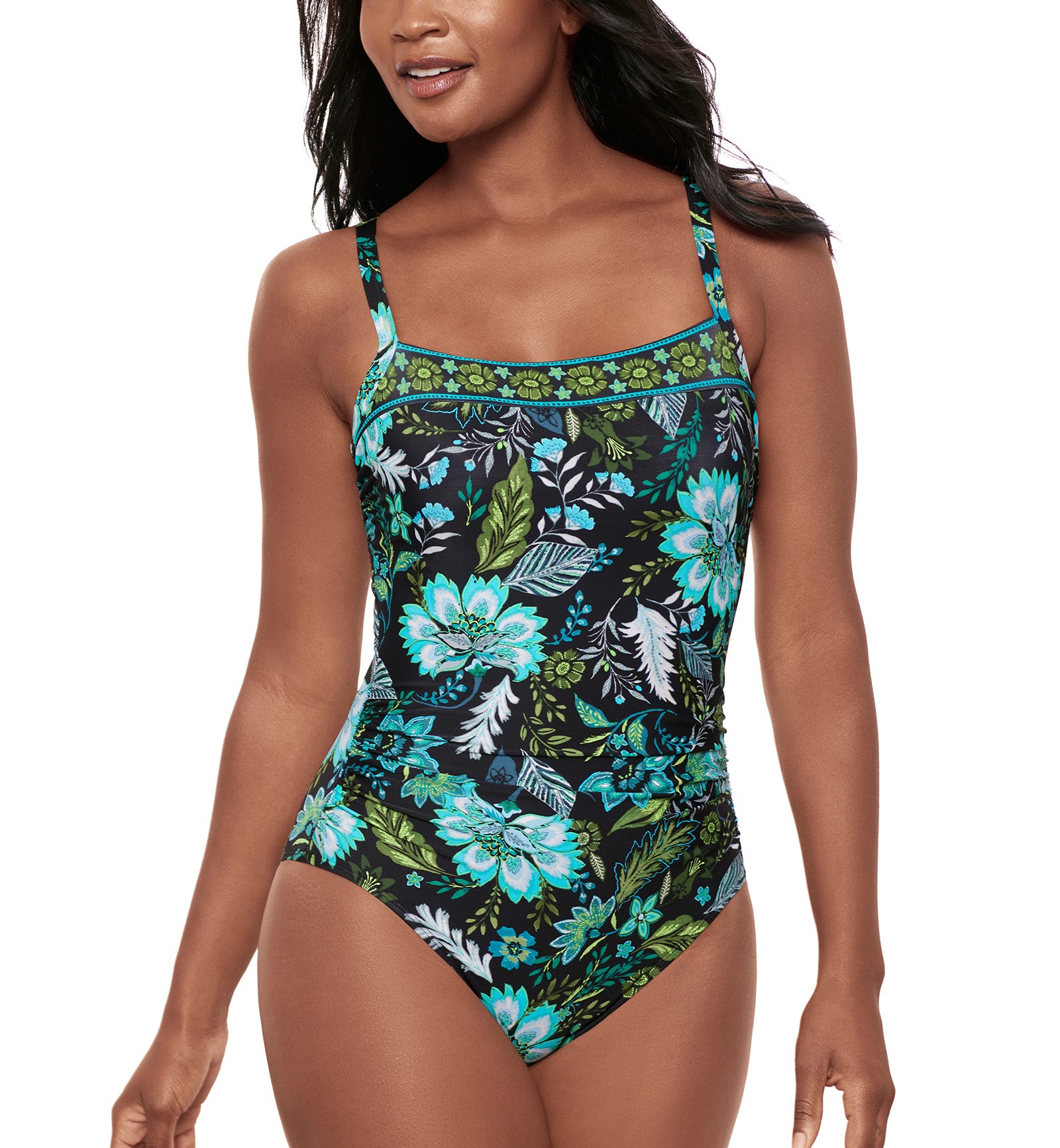 Miraclesuit Florica Kara Underwire One Piece Swimsuit (6566193),10,Black/Multi - Black/Multi,10