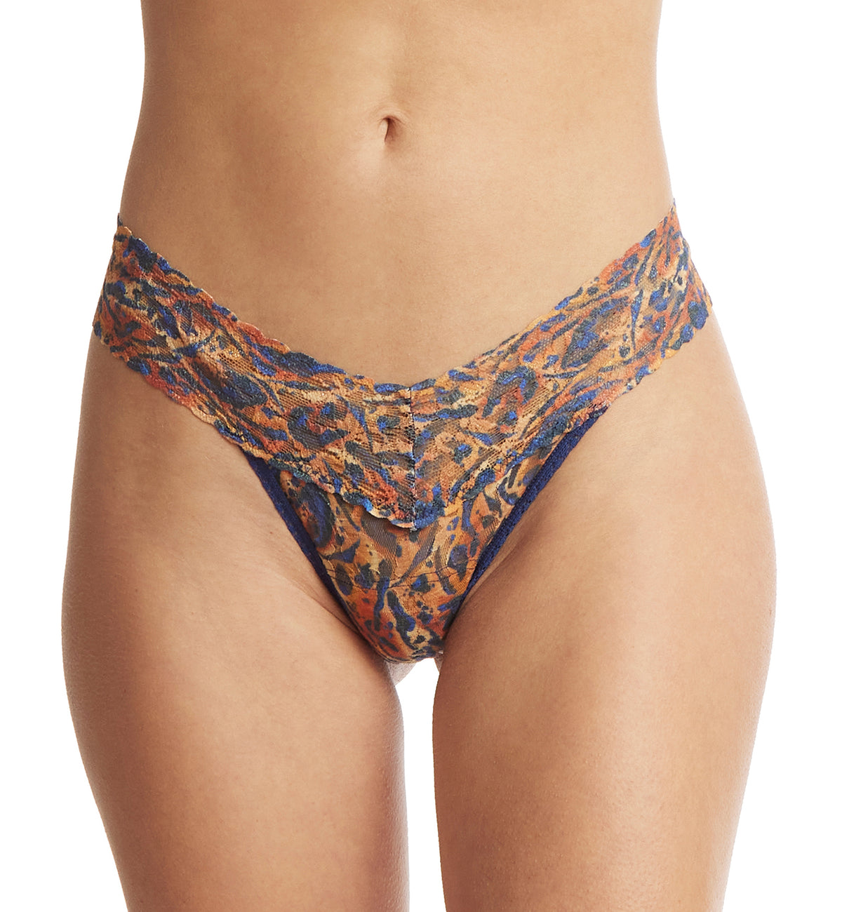 Hanky Panky Signature Lace Printed Low Rise Thong (PR4911P),Wild About Blue - Wild About Blue,One Size
