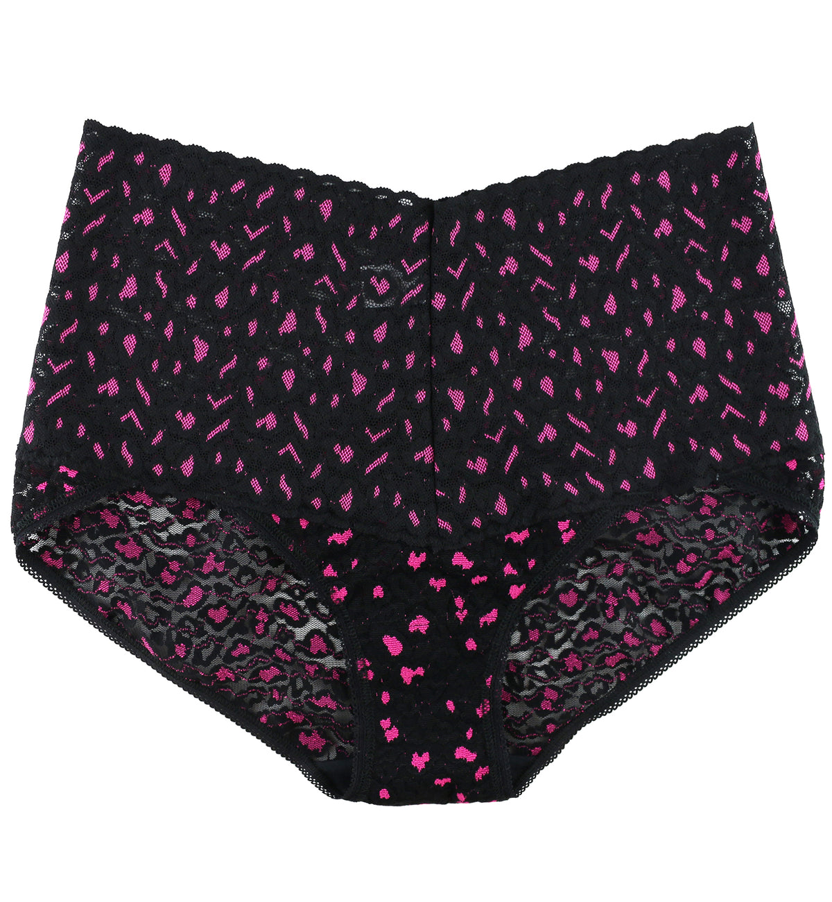 Hanky Panky Cross Dyed Leopard Retro V-Kini (7J2121),Small,Black/Tulip Pink - Black/Tulip Pink,Small
