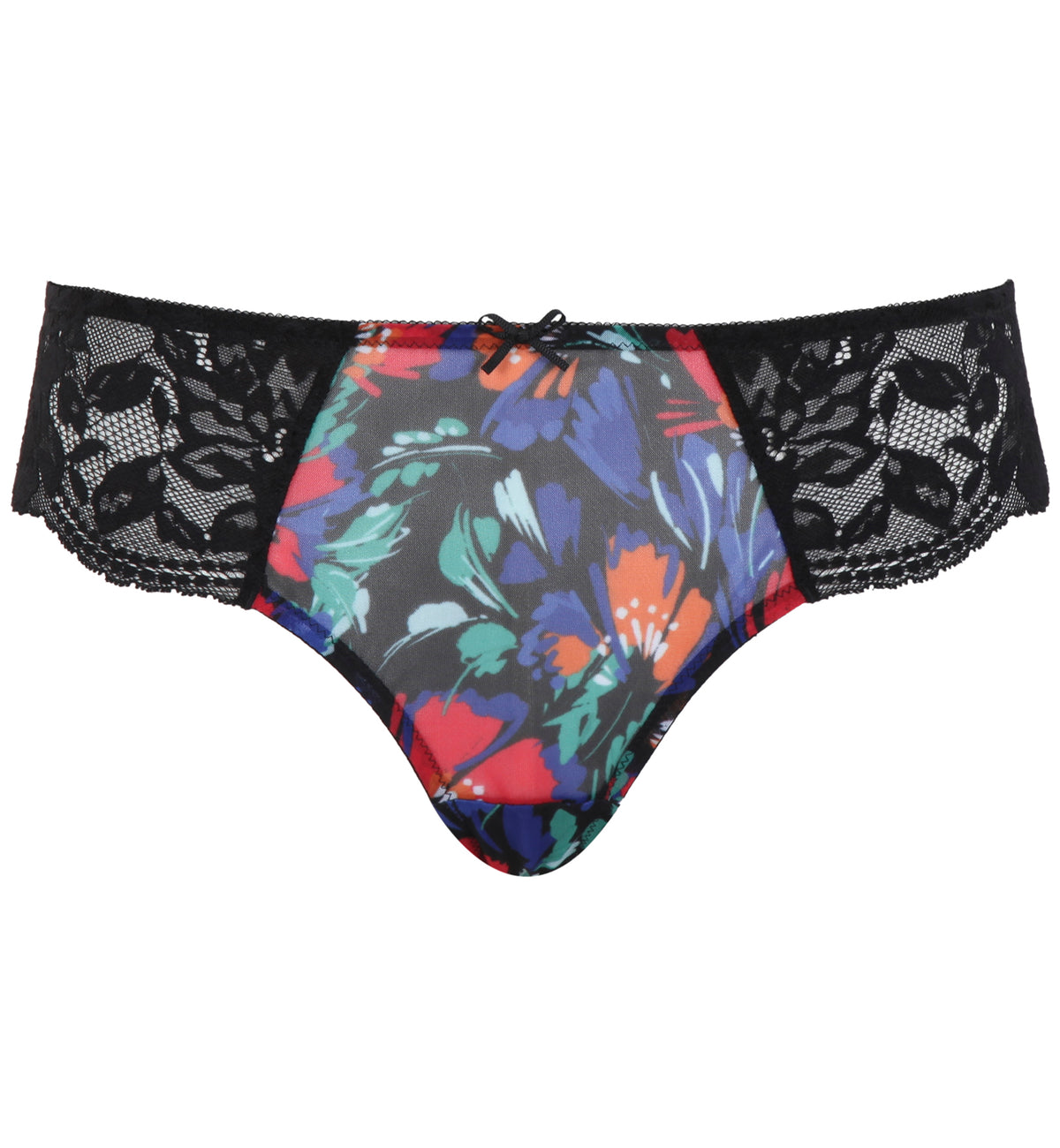 Panache Nina Brazilian Panty Brief (10942),Small,Black/Floral - Black/Floral,Small