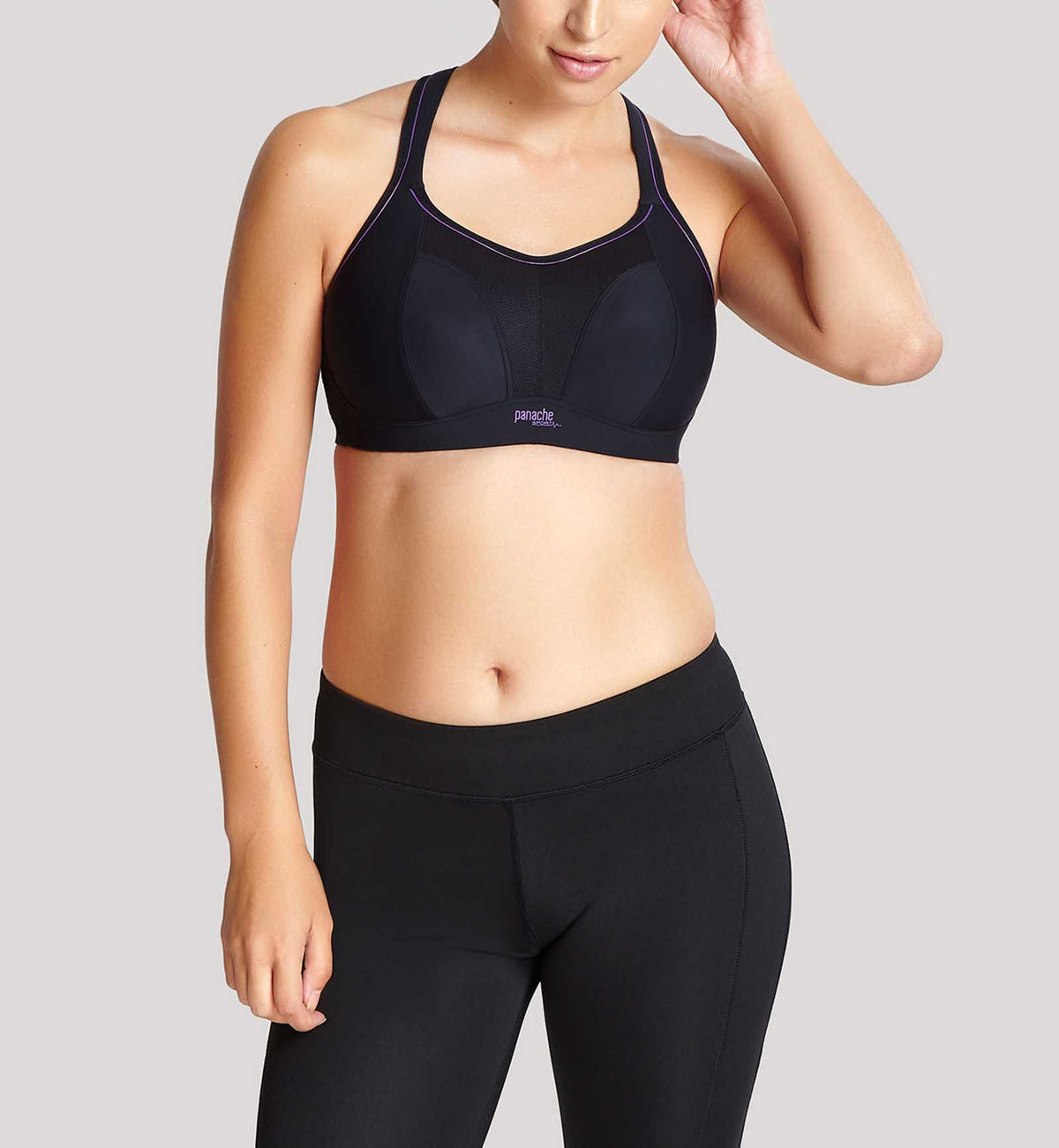 Panache Boundless Racerback Non-Wire Sports Bra (7341),28E,Black - Black,28E