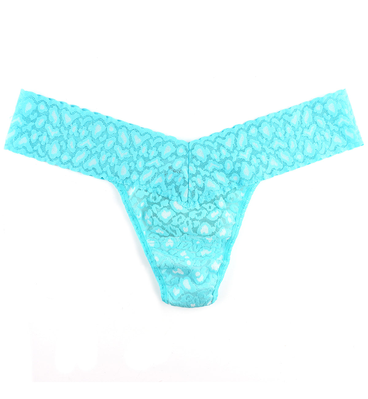 Hanky Panky Cross Dyed Leopard Low Rise Thong (7J1051P),Radiant Turquoise/White - Radiant Turquoise/White,One Size